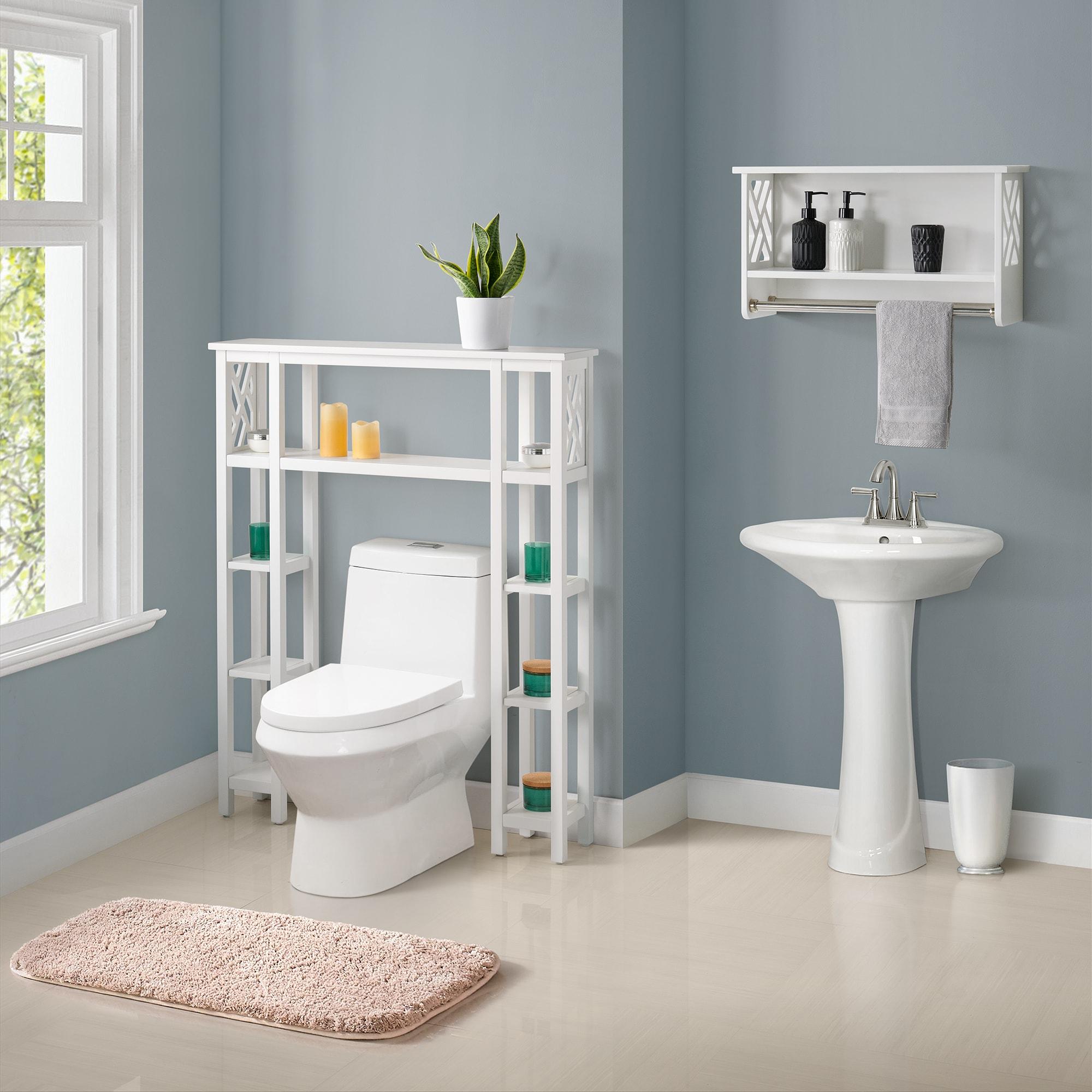 Coventry Bath Shelf with Two Towel Rods White - Alaterre Furniture