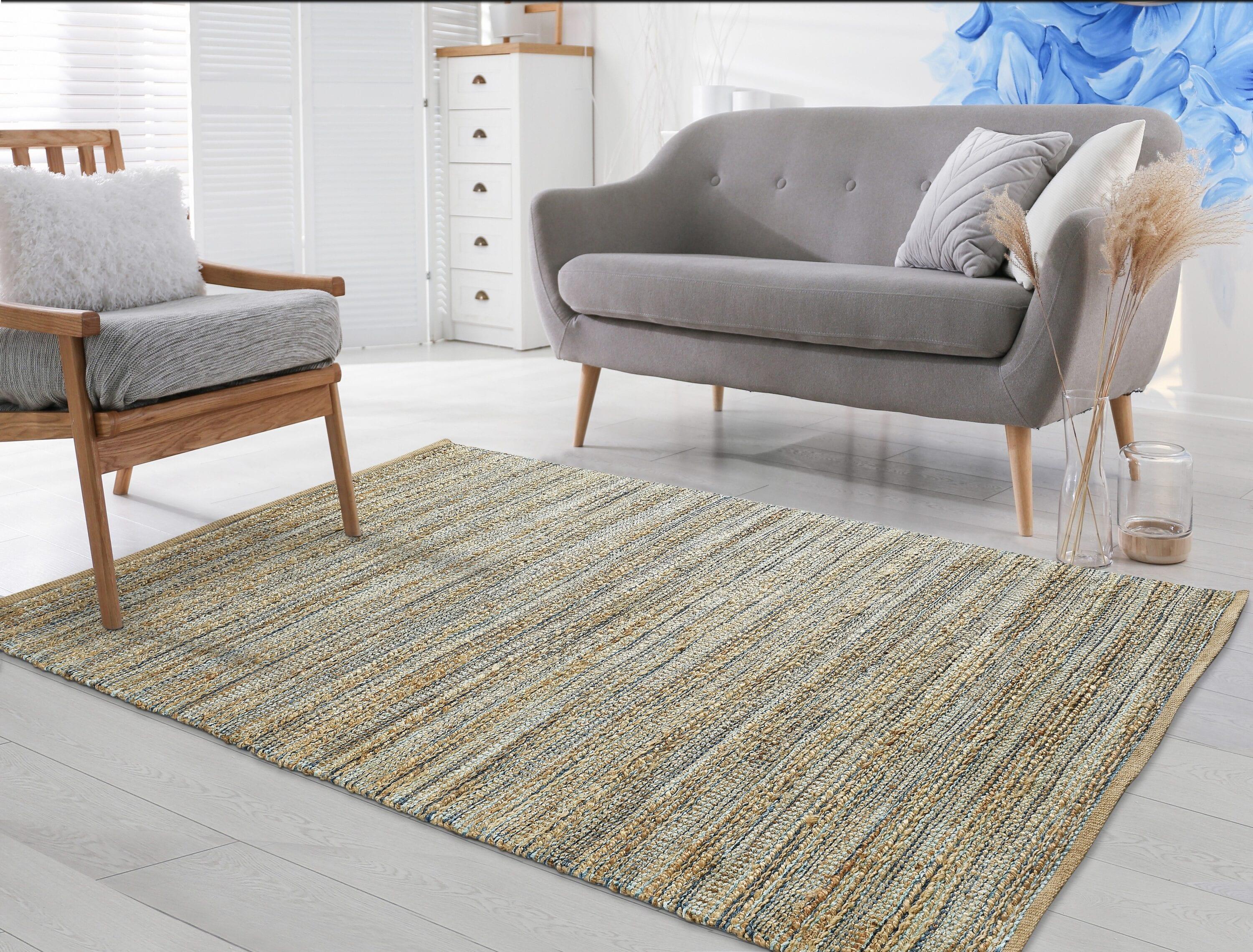LR Resources Natural Fiber LR03337-SPA5079 Spa Blue Rectangle 5 X 7 ft 9 inch Plush Indoor Area Rug, 5' x 7'9",