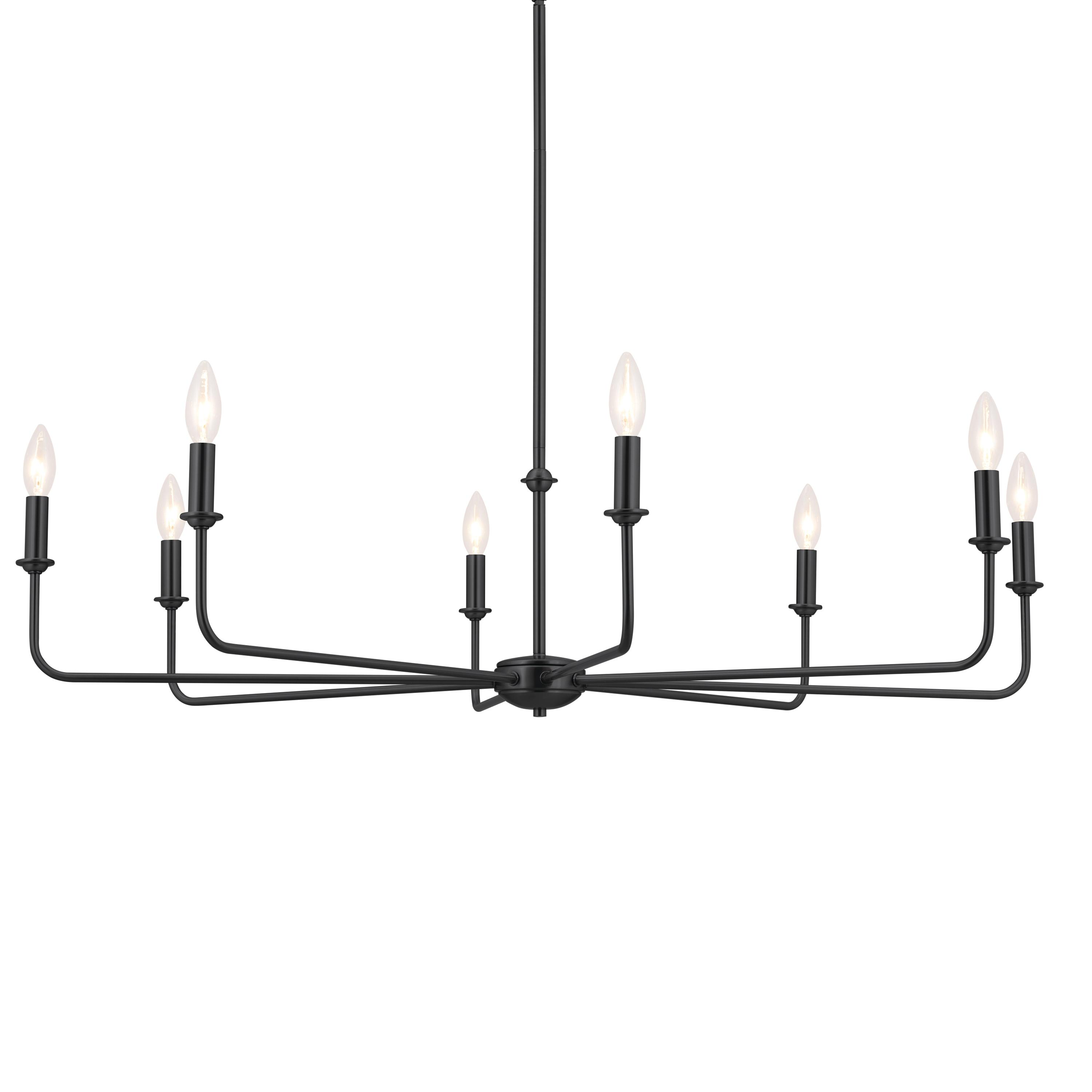 Classic 8 Light Chandelier with White Linen Shades
