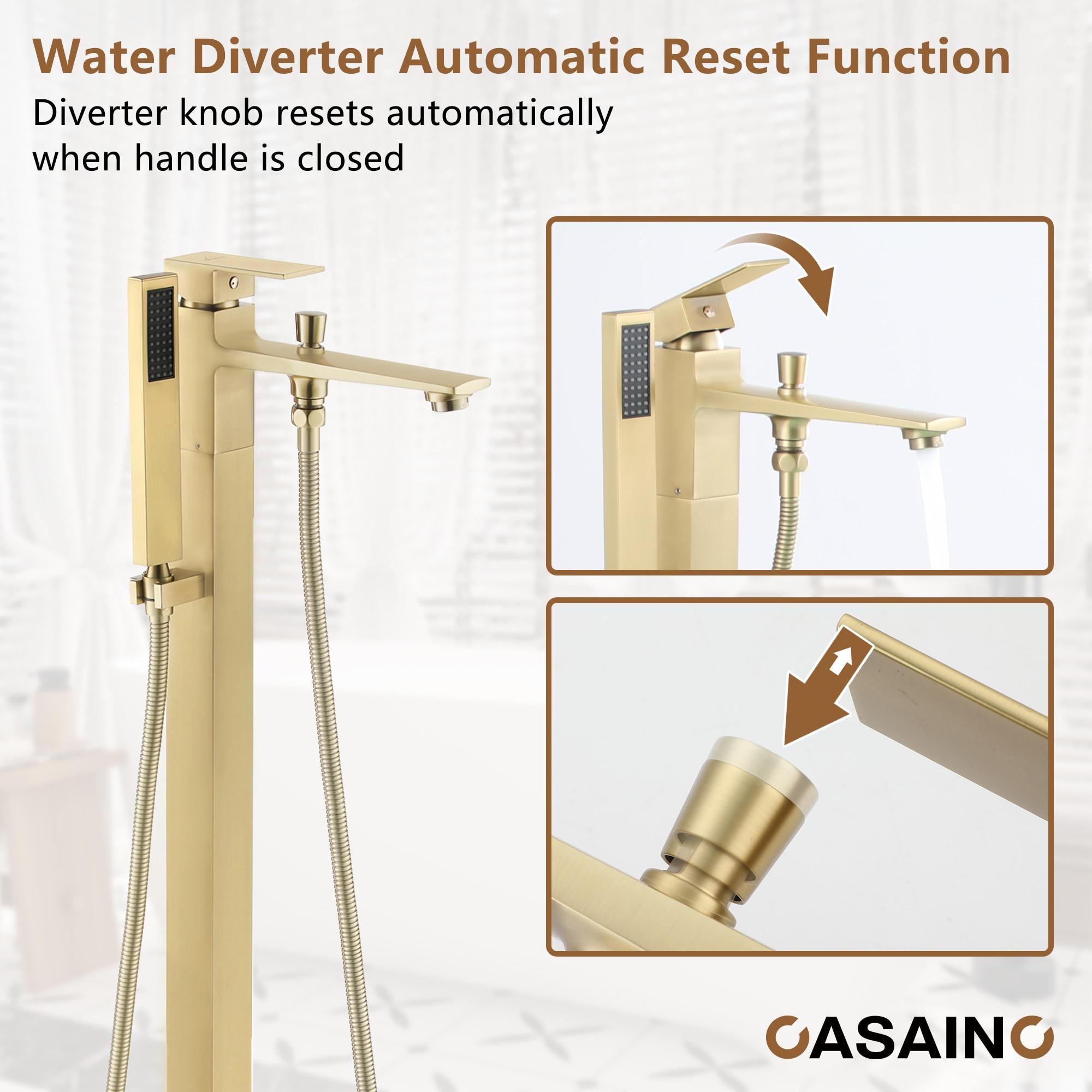 mondawe Single Handle Floor Mounted Freestanding Tub Filler with Diverter MDLT0055-BG