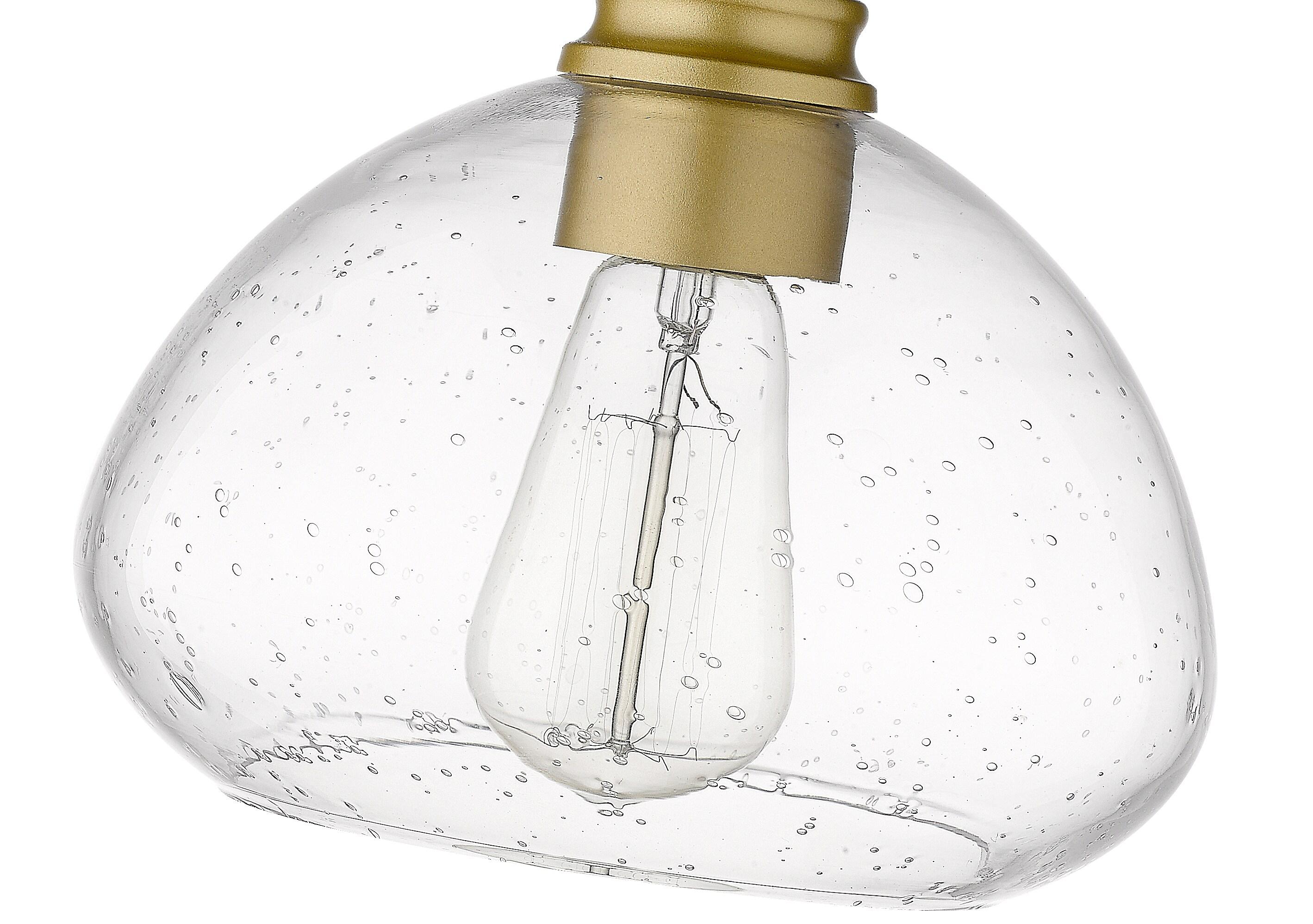Satin Gold 8'' Mini Pendant Light with Seeded Glass Bowl