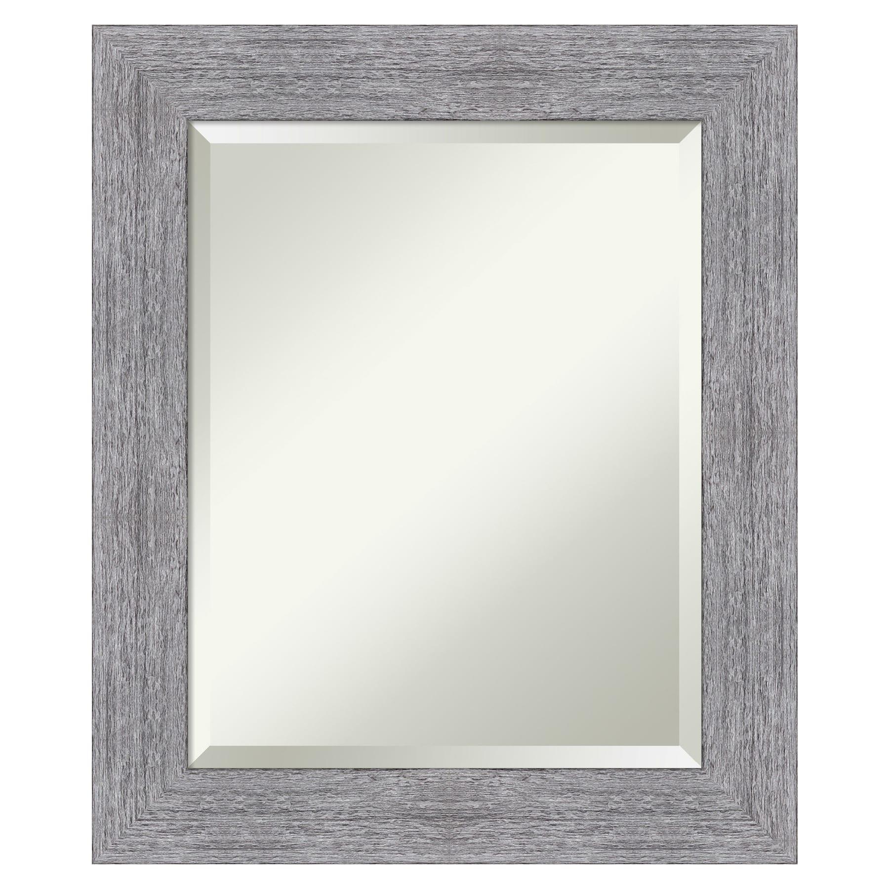 21" x 25" Bark Rustic Framed Wall Mirror Gray - Amanti Art
