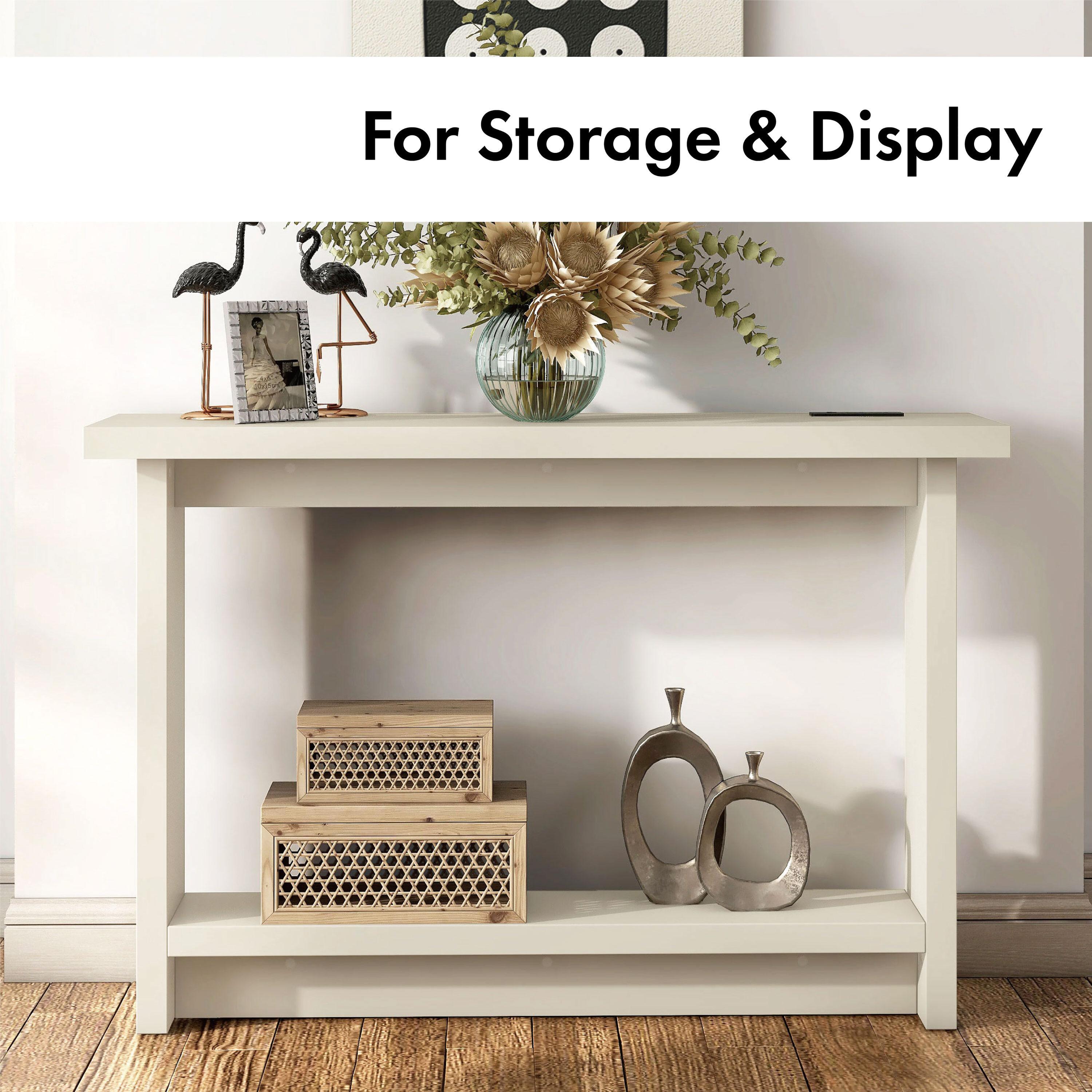 miBasics Nortal 47.24" Console Table Modern 1 Shelf with Usb and Power Ports Soft White