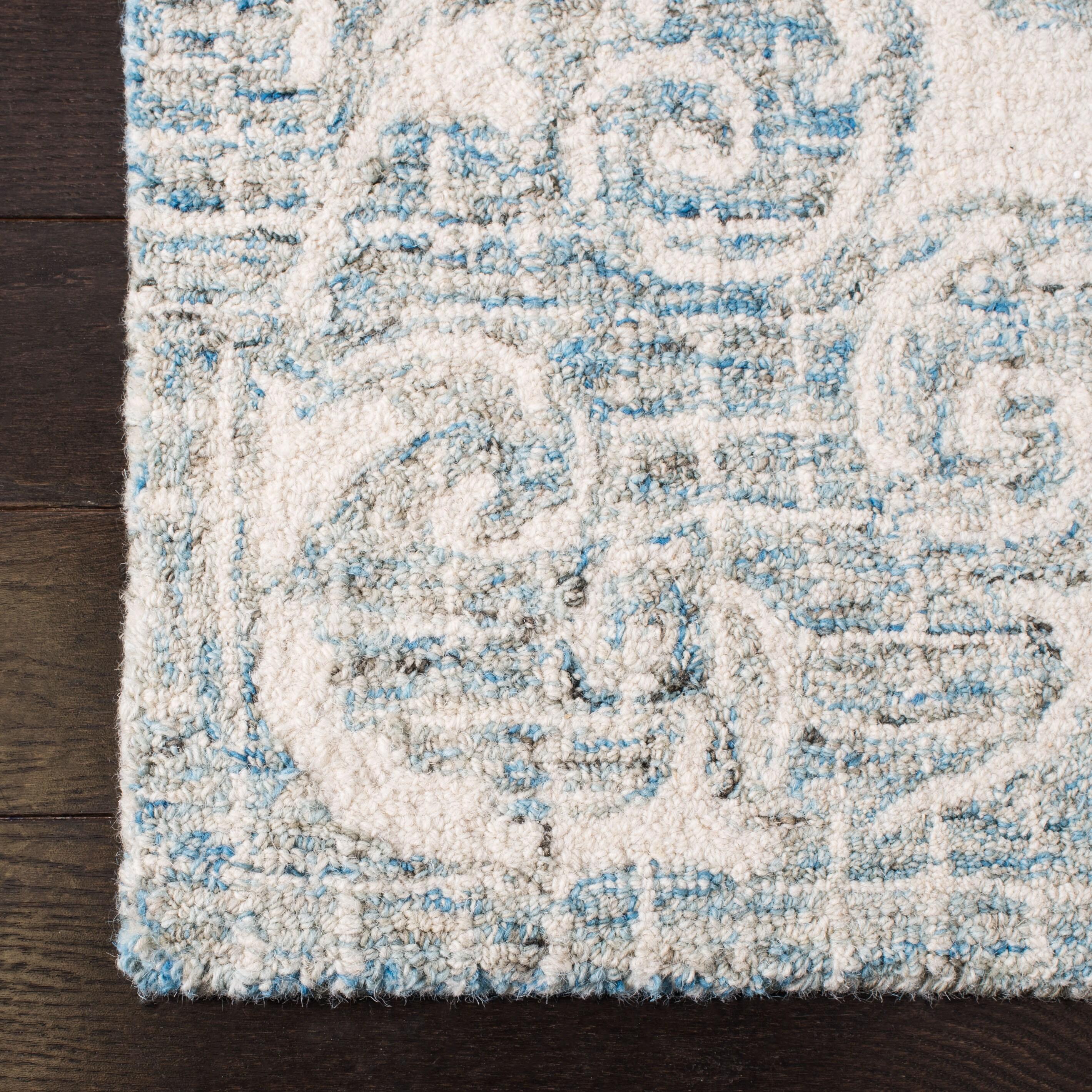 Abstract ABT762 Handmade Indoor Area Rug - Light Blue - 6'x6' - Safavieh