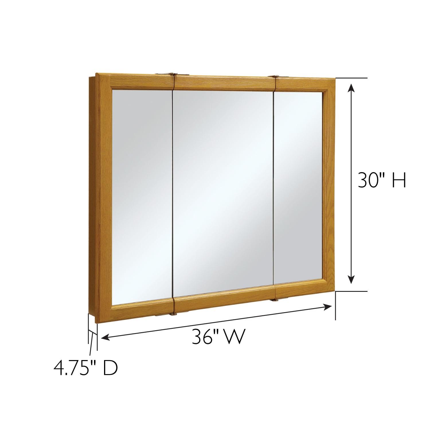 Design House 36" Tri-View Wall Mount Bathroom Medicine Cabinet, Honey Oak