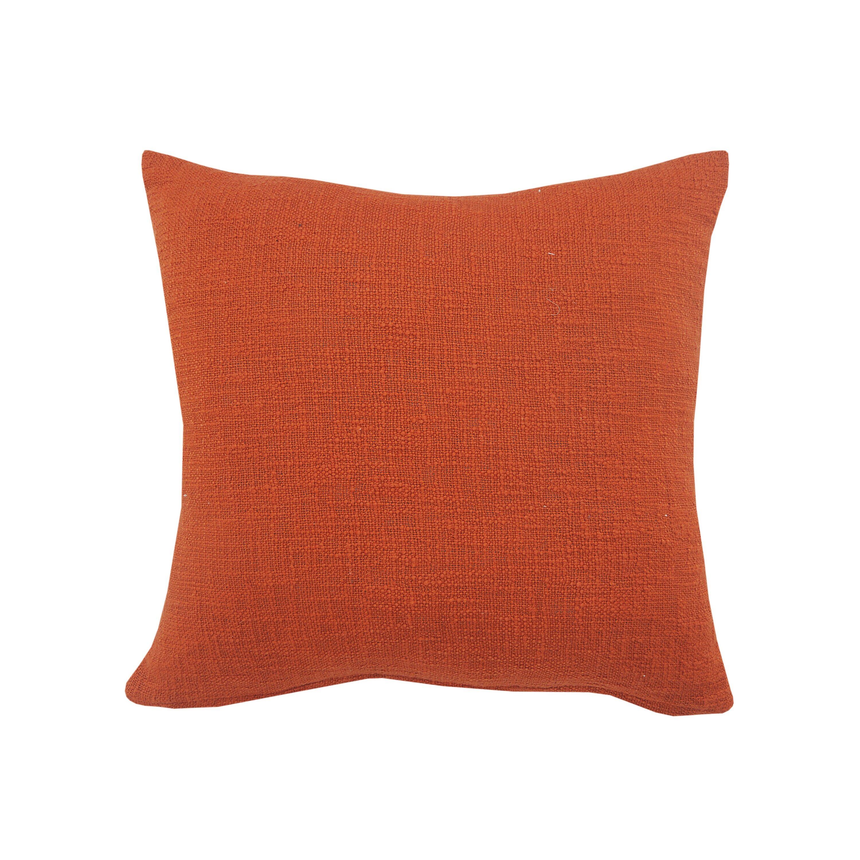 Ox Bay Solid Cinnamon Chevron Shag Throw Pillow, 20" x 20", Red, Orange