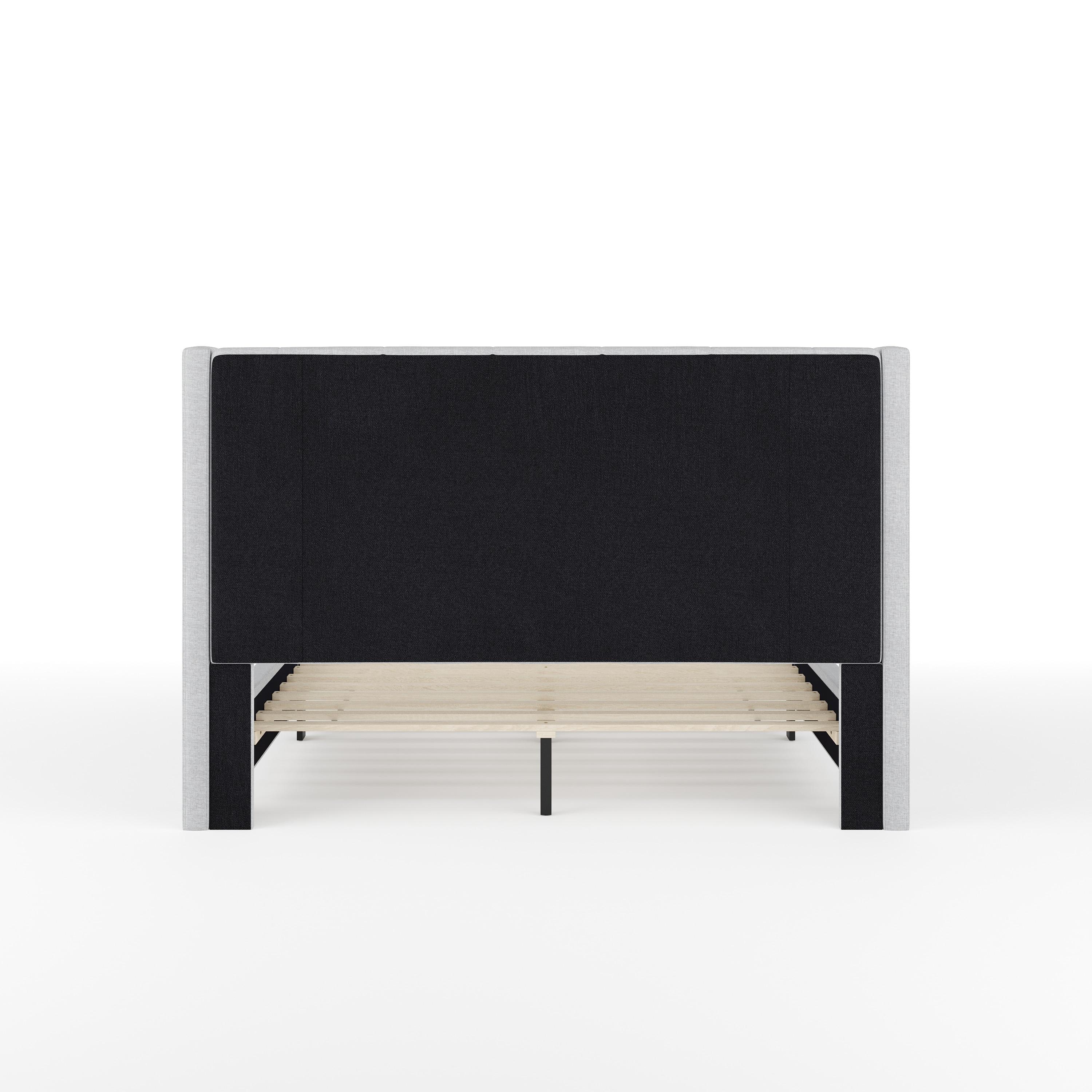 Martha Stewart Kay Upholstered Platform Bed With Channel Stitched Wingback Headboard