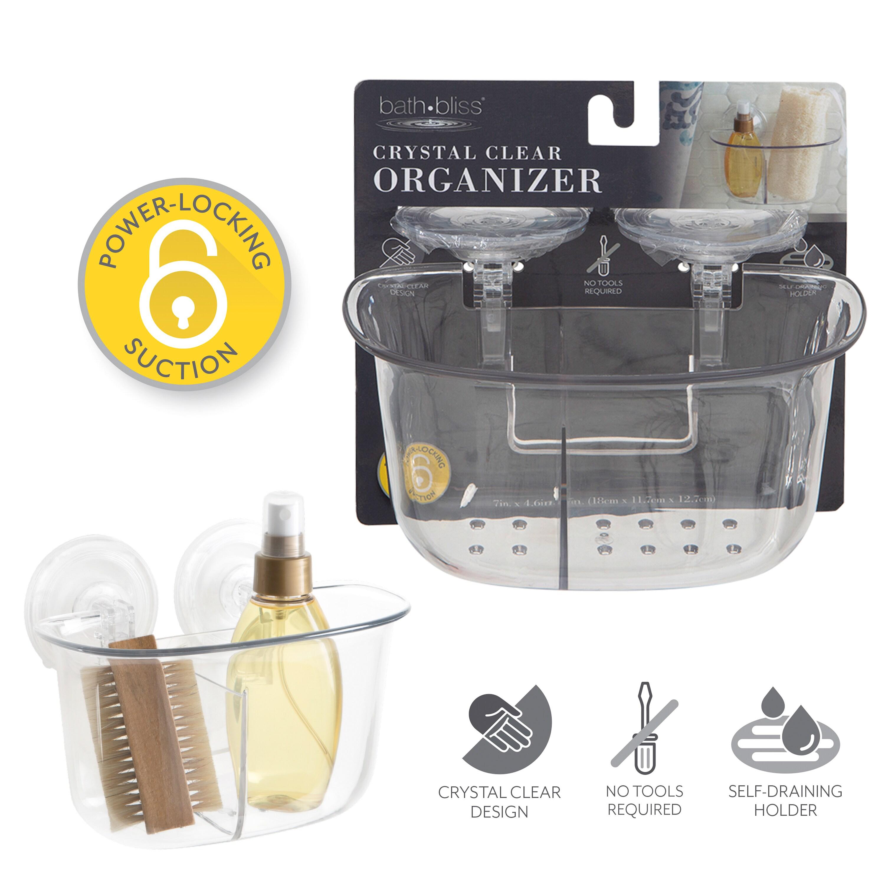 Clear Power Lock Suction Organizer with 2 Compartments - Bath Bliss