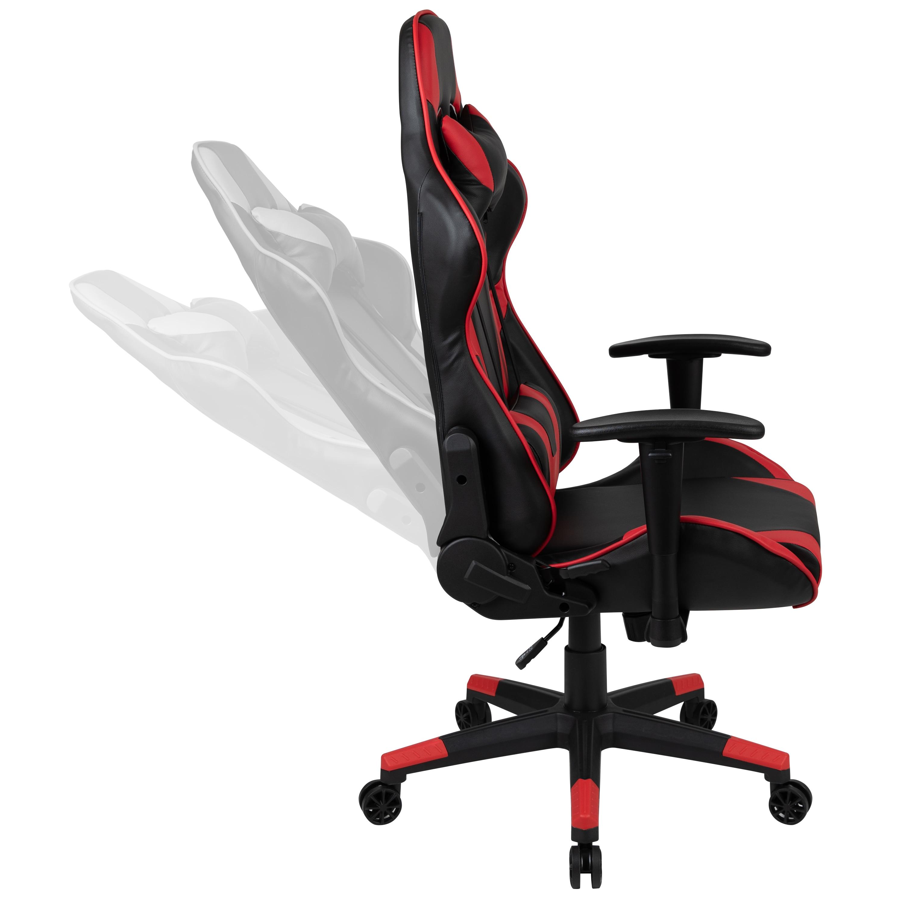 Flash Furniture X20 Gaming Chair Racing Office Ergonomic Computer PC Adjustable Swivel Chair with Fully Reclining Back in Red LeatherSoft