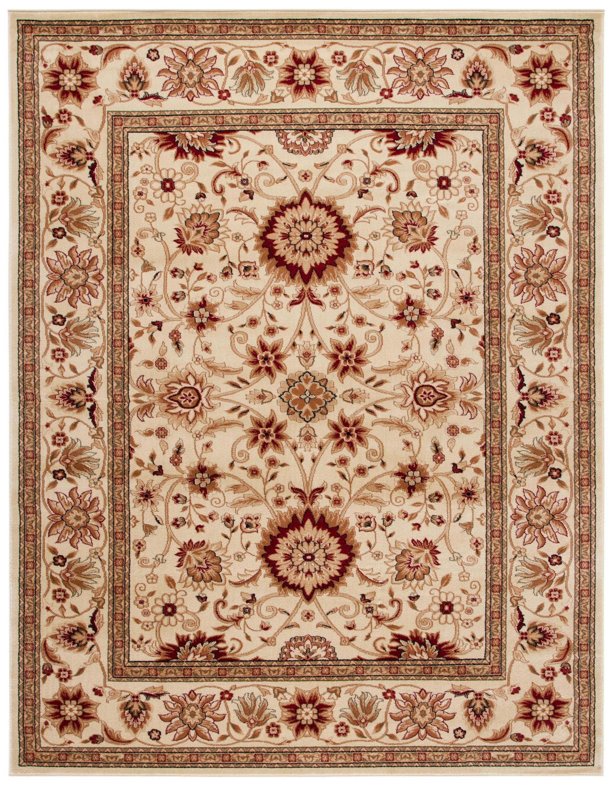 SAFAVIEH Lyndhurst Victoria Traditional Floral Area Rug, Ivory, 9' x 12'