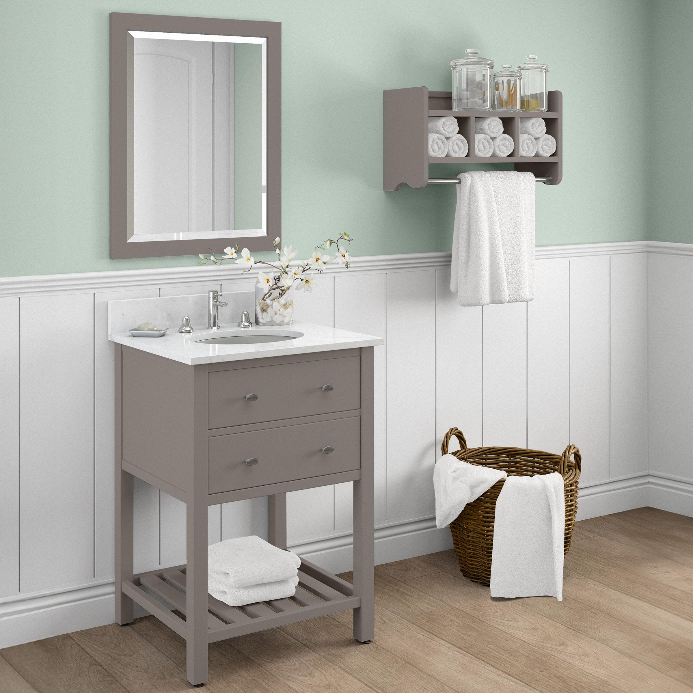 Alaterre Furniture 24" Beveled Bath Vanity Mirror, Gray