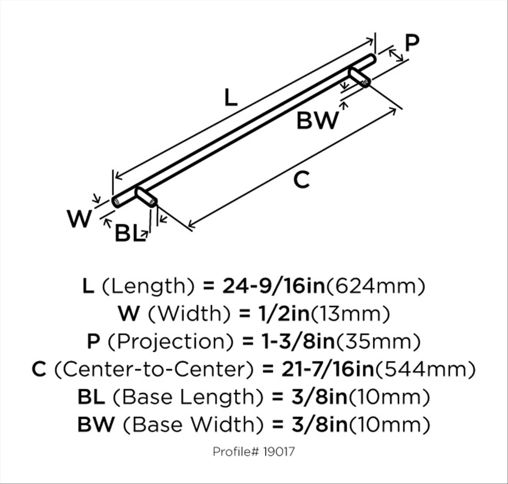 Amerock Bar Pulls 21-7/16 inch (544mm) Center-to-Center Stainless Steel Cabinet Pull