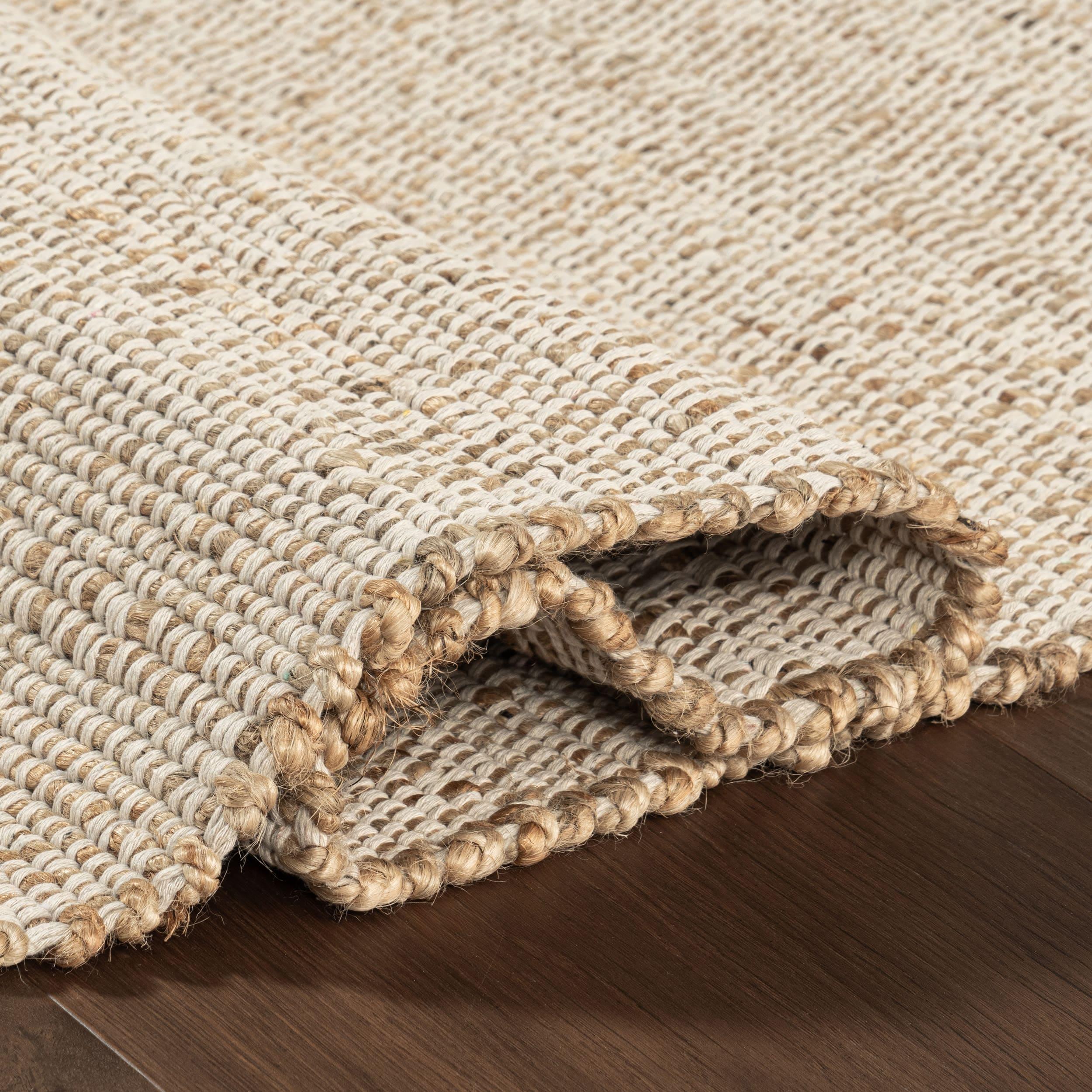 Nuloom 5x8 Elfriede Jute & Cotton Hand Woven Indoor Area Rug, Natural, Solid Rustic Farmhouse Style Natural Fiber Bedroom, Living Room,