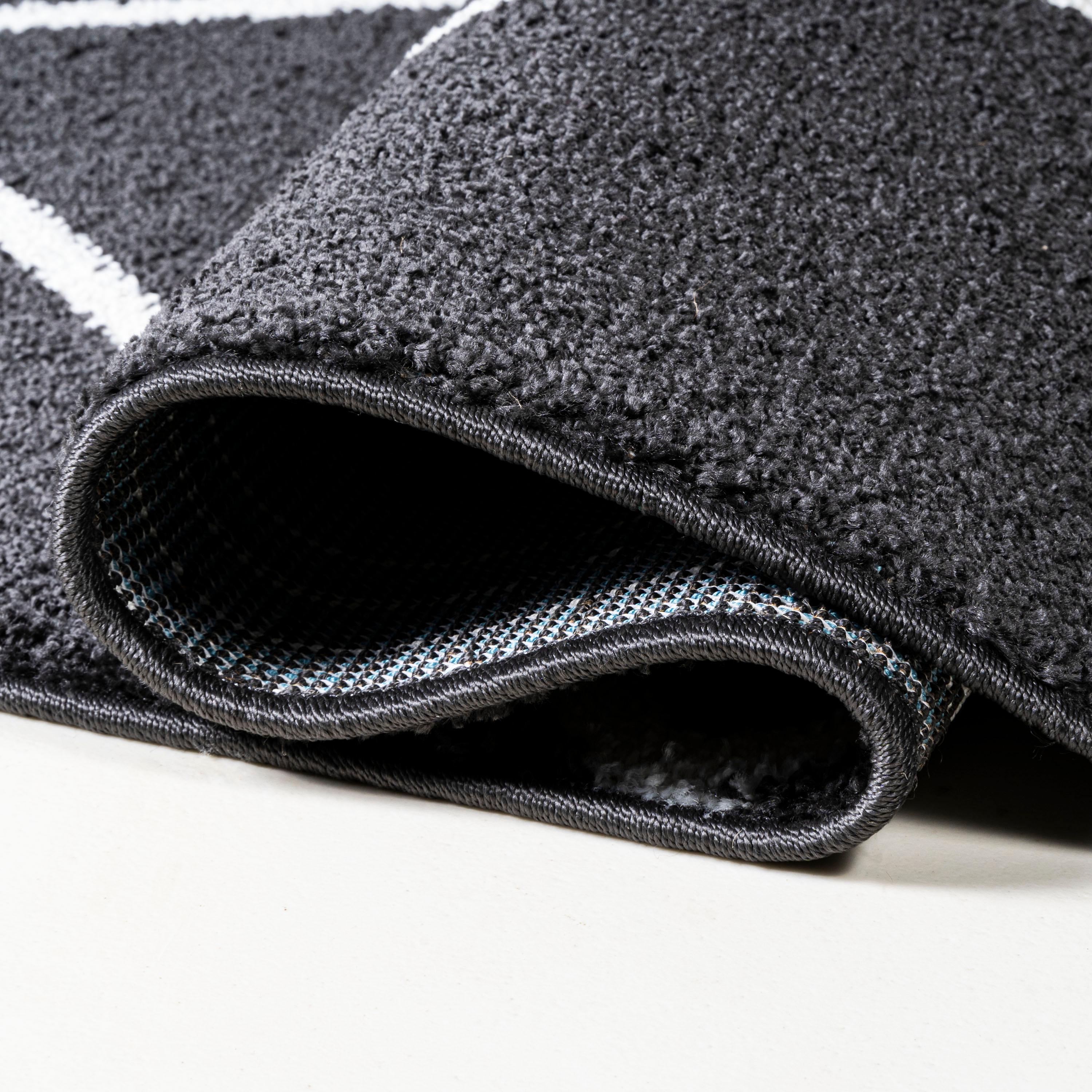 2'x10' Cole Minimalist Diamond Trellis Runner Rug, Black/White - JONATHAN Y