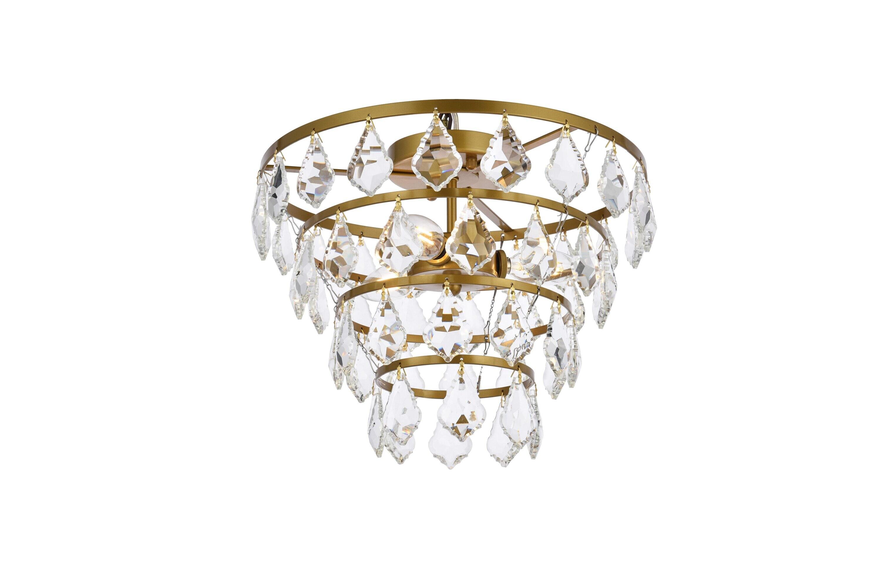 Elegant Lighting Ella 14 inch flush mount in brass