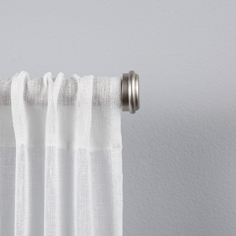 EXCLUSIVE HOME Topper 1" Curtain Rod and Coordinating Finial Set, Matte Silver, Adjustable 36"-72"