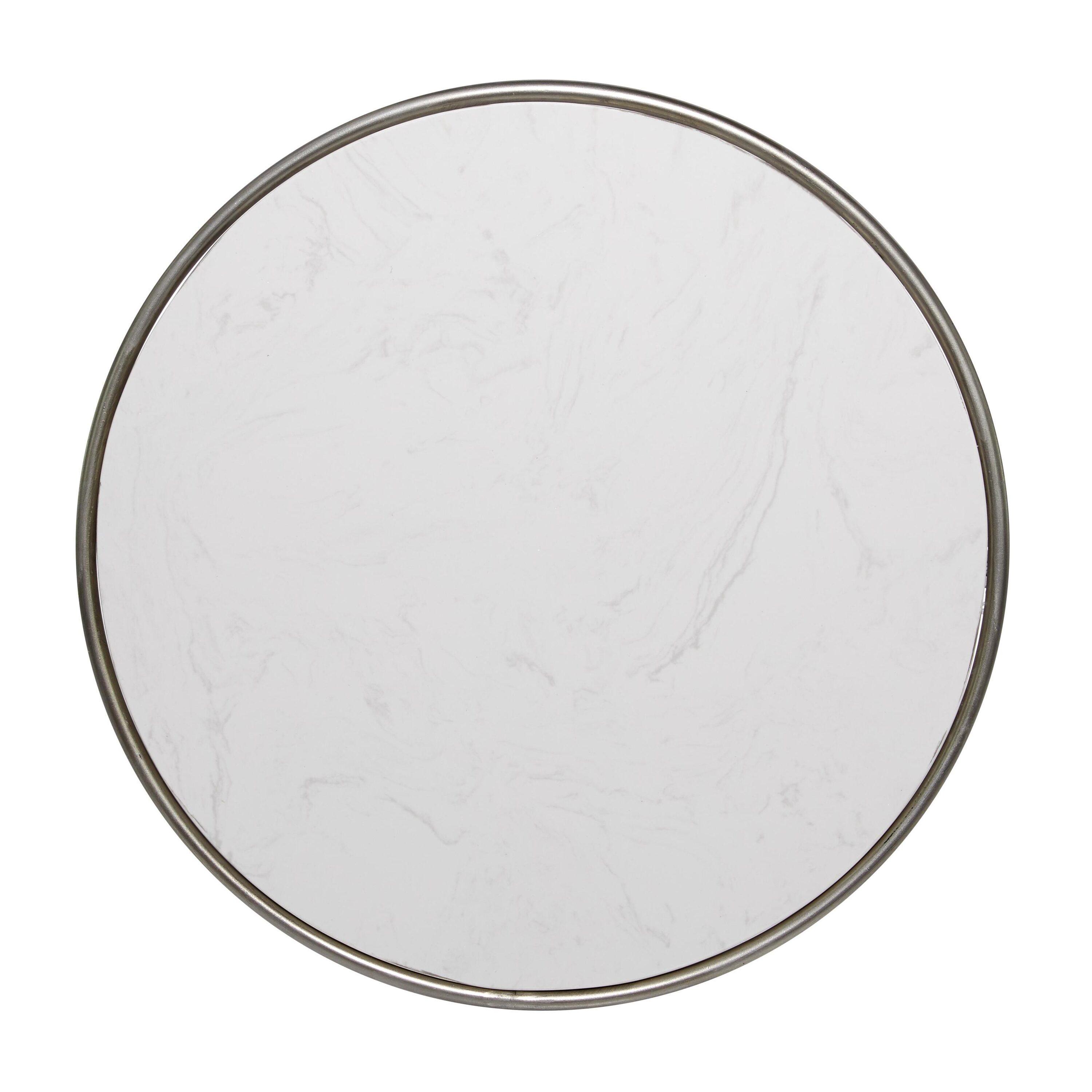 Industrial Marble Accent Table Silver - Olivia & May: Pedestal, No Assembly Required