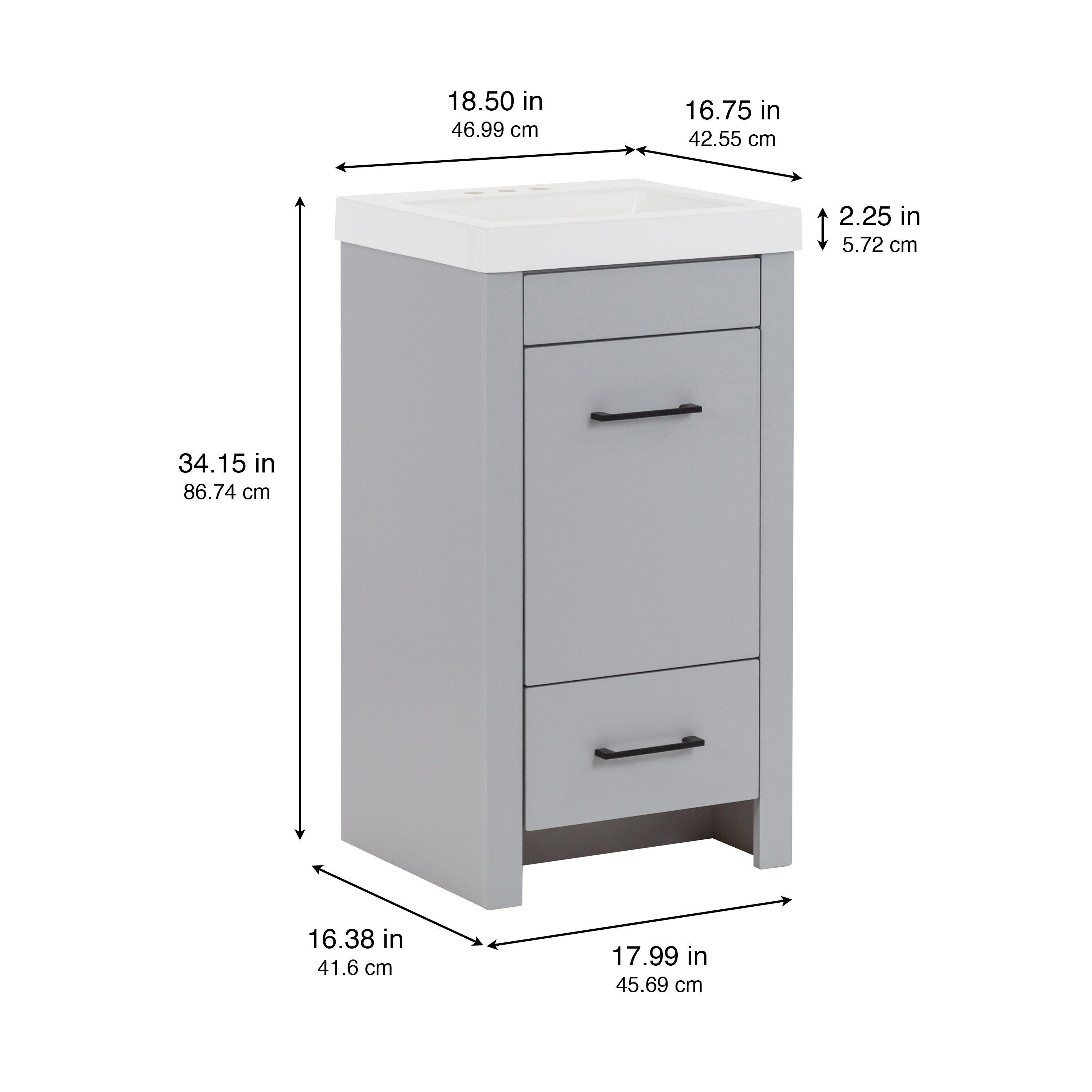 Diamond NOW Winnie 18-in Pearl Gray Single sink Bathroom Vanity with White Cultured marble Top
