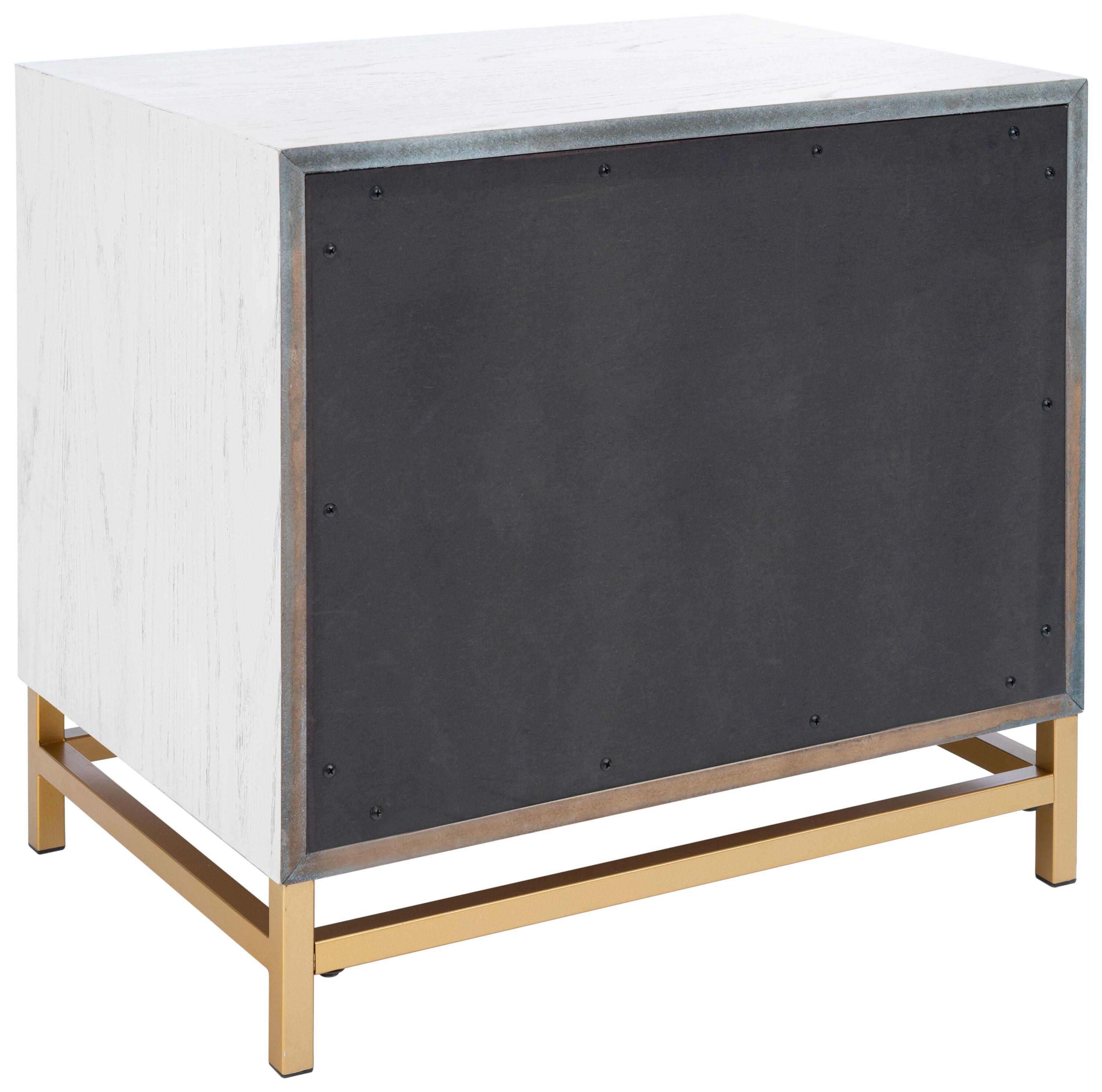 Fenno 2 Drawer Nightstand - NST6401 - White Washed/Brass - Safavieh
