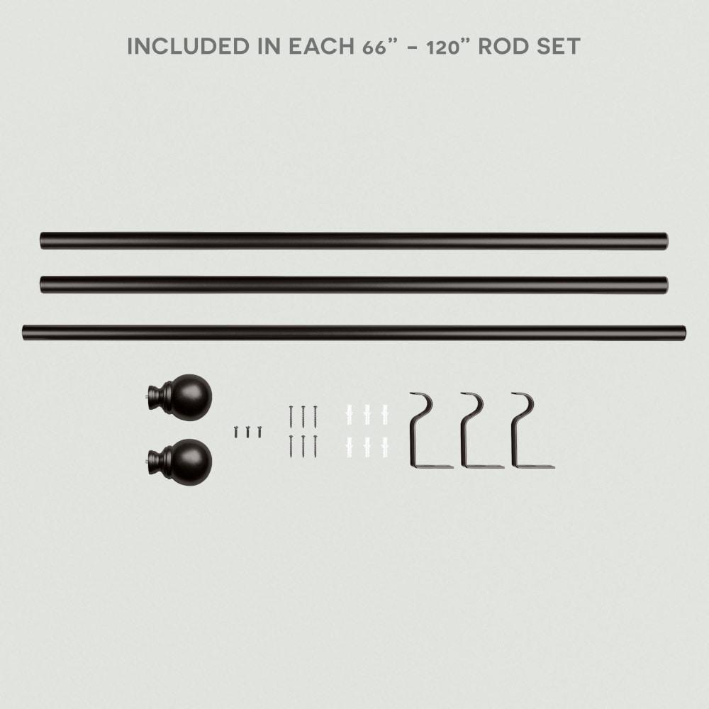 120"x66" Adjustable Sphere Curtain Rod & Finial Set Matte Bronze: 120 Inch, Iron, Single Rod, Exclusive Home
