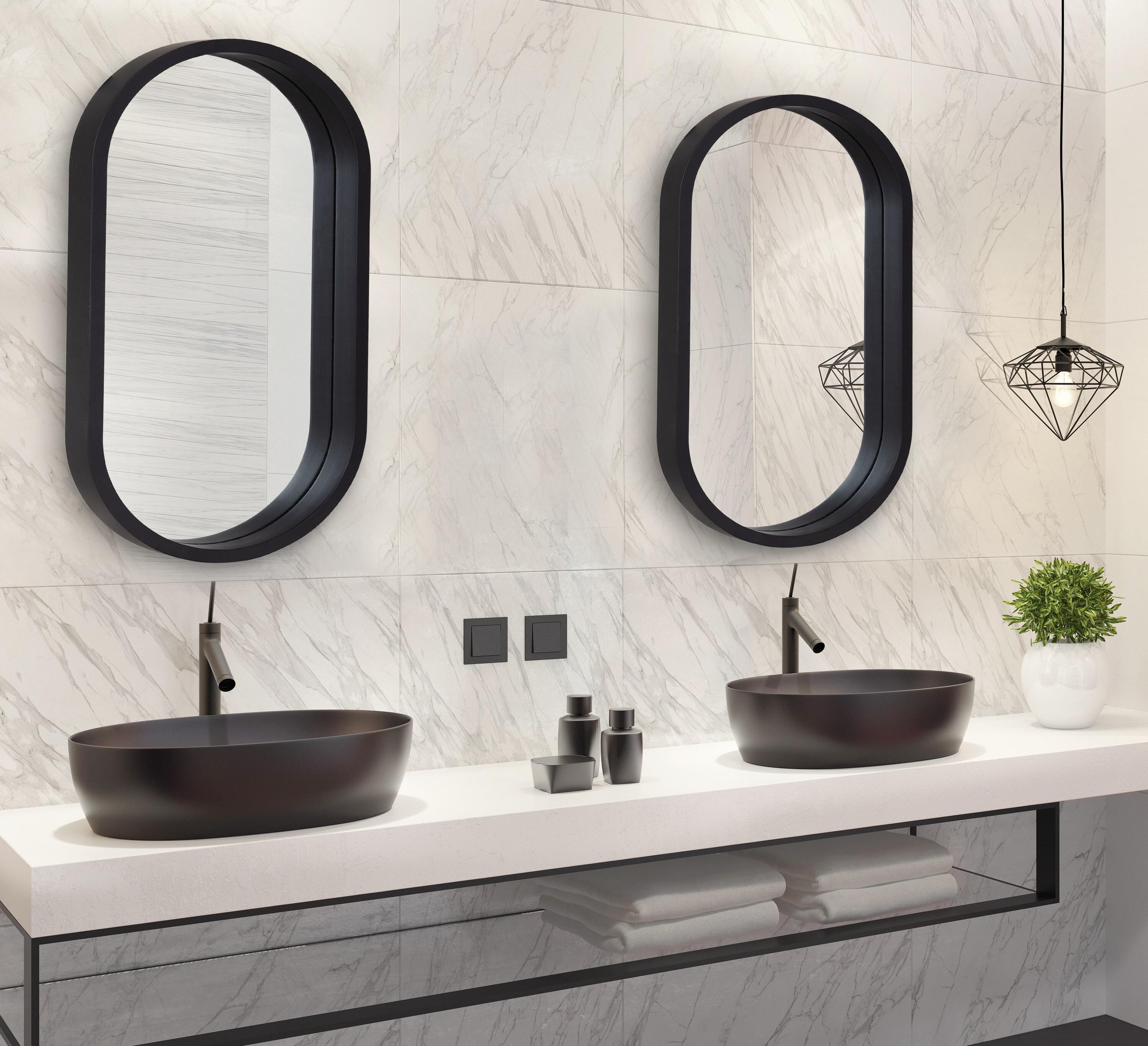 20" x 30" Travis Oval Wall Mirror Black - Kate & Laurel All Things Decor: Modern Style, MDF Frame, No Assembly Required