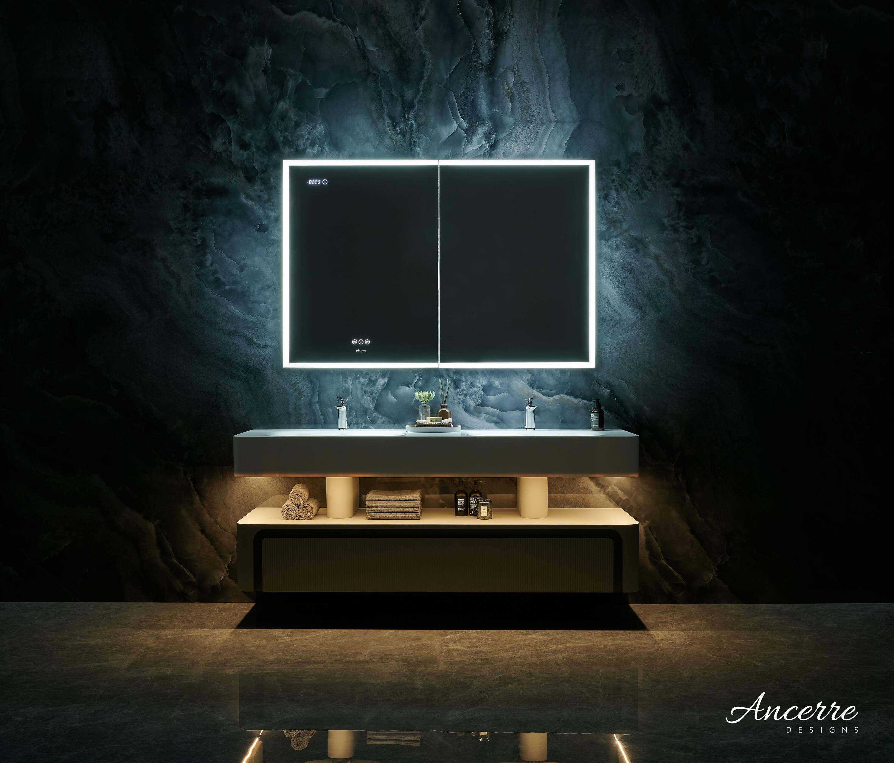 Ancerre Designs Pagani LED Mirror Medicine Cabinet With Defogger, Dimmer, Magnifier & USB Outlet