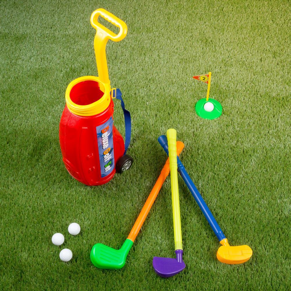 Toy Time Toddler Toy Golf Play Set with Plastic Bag, 2 Clubs, 1 Putter, 4 Balls, Putting Cup