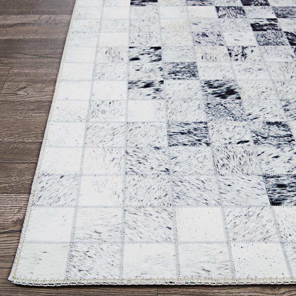 Couristan Prairie Hygee Blocks Coal-Ice Caps Printed Faux Cowhide Area Rug 