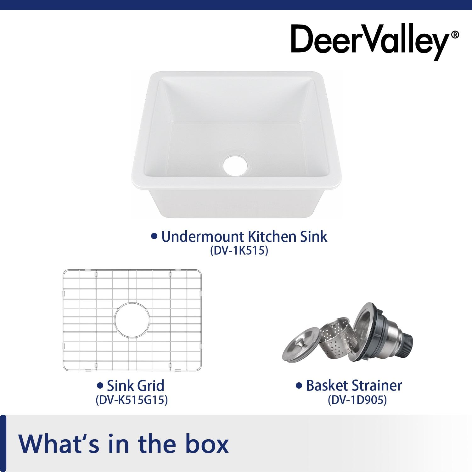 24" L x 19" W Rectangular White Fireclay Undermount Kitchen Sink with Basket Strainer and Sink Grid