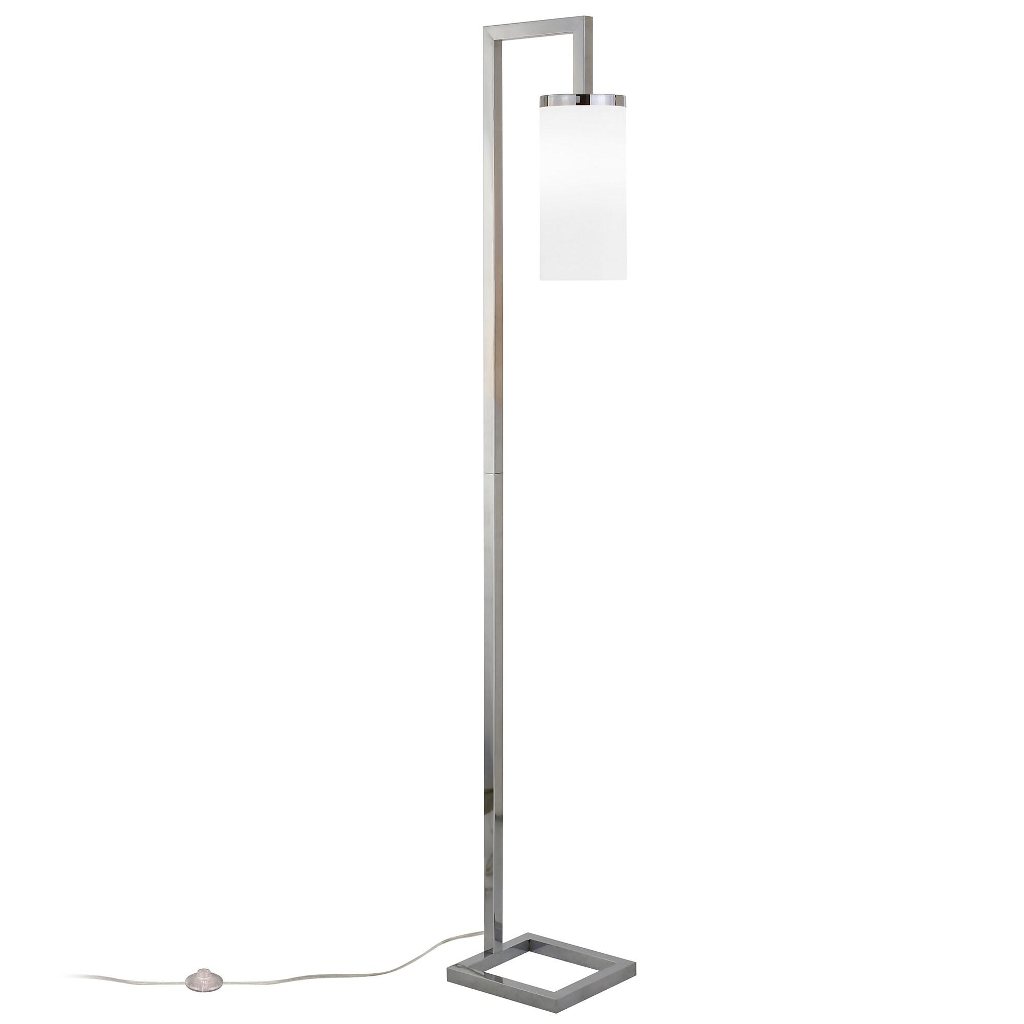 Henn&Hart 11" Polished Nickel Metal/Glass Floor Lamp