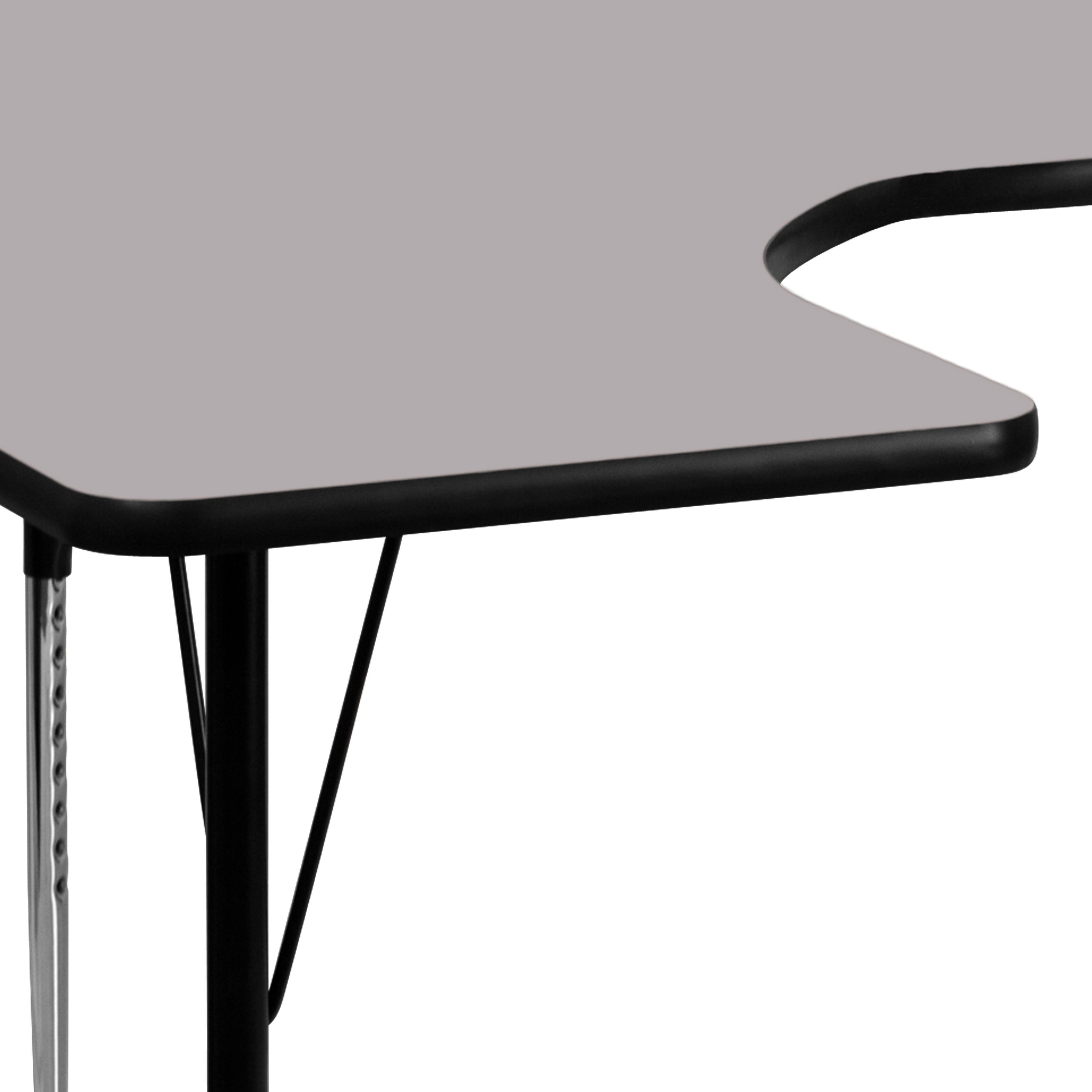 Flash Furniture Wren 60''W x 66''L Horseshoe Grey Thermal Laminate Activity Table - Standard Height Adjustable Legs