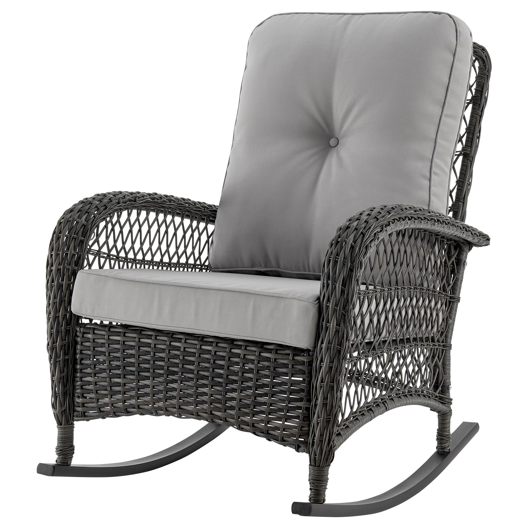 Furttuo Steel Rattan Outdoor Rocking Chair with Cushions