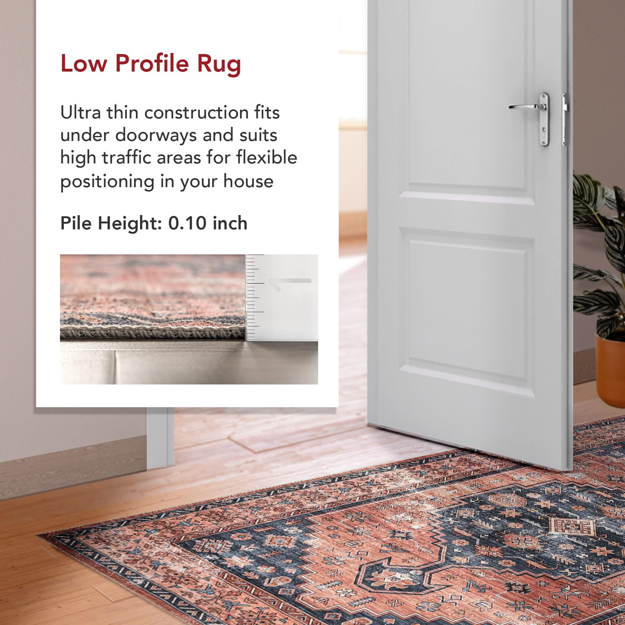 Nuloom Medallion 6x9 Machine Washable Indoor Area Rug for Living Room Bedroom Dining Room Kitchen, Brick/Dark Grey