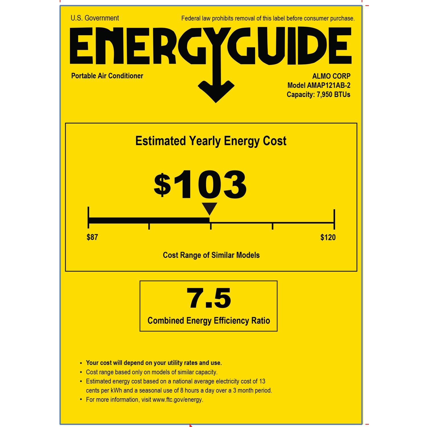 Amana Amana 7500 BTU DOE BTU Portable Air Conditioner with Remote