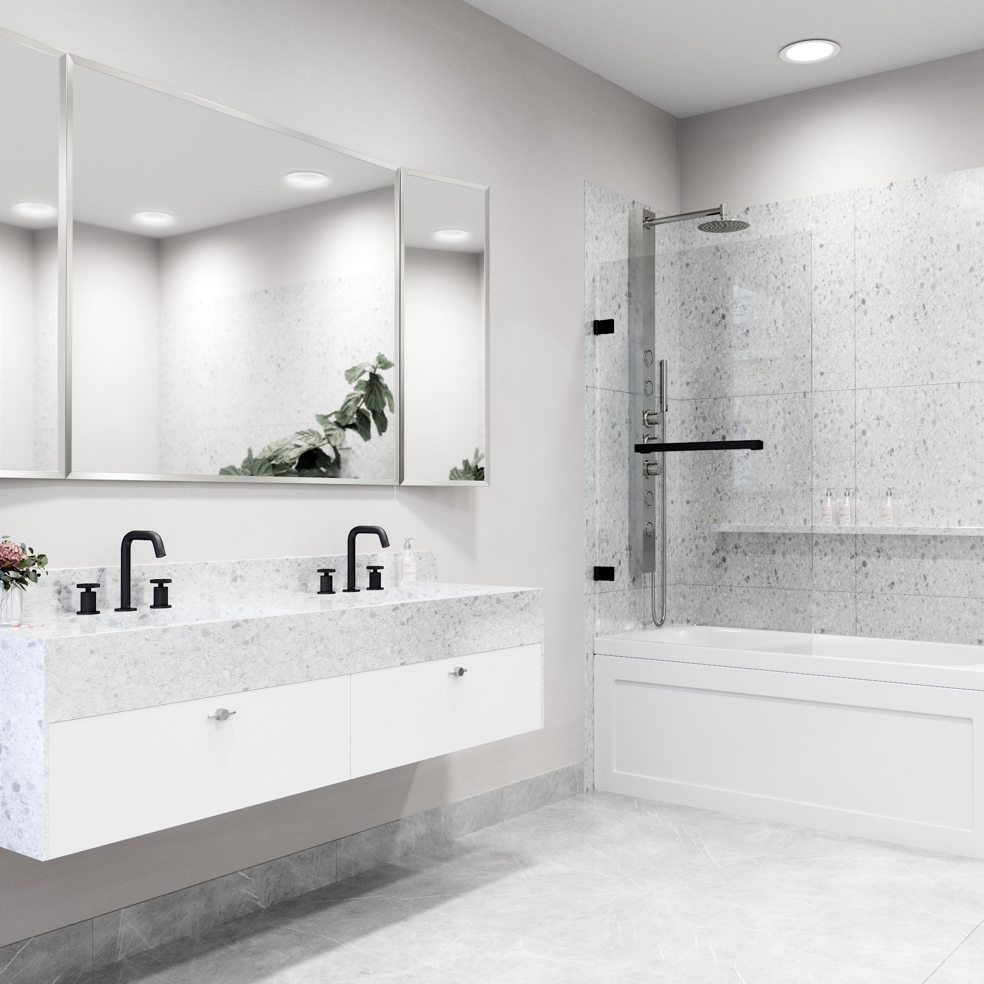 Rialto 34" W x 58" H Hinged Frameless Tub Door with with 5/16" Glass