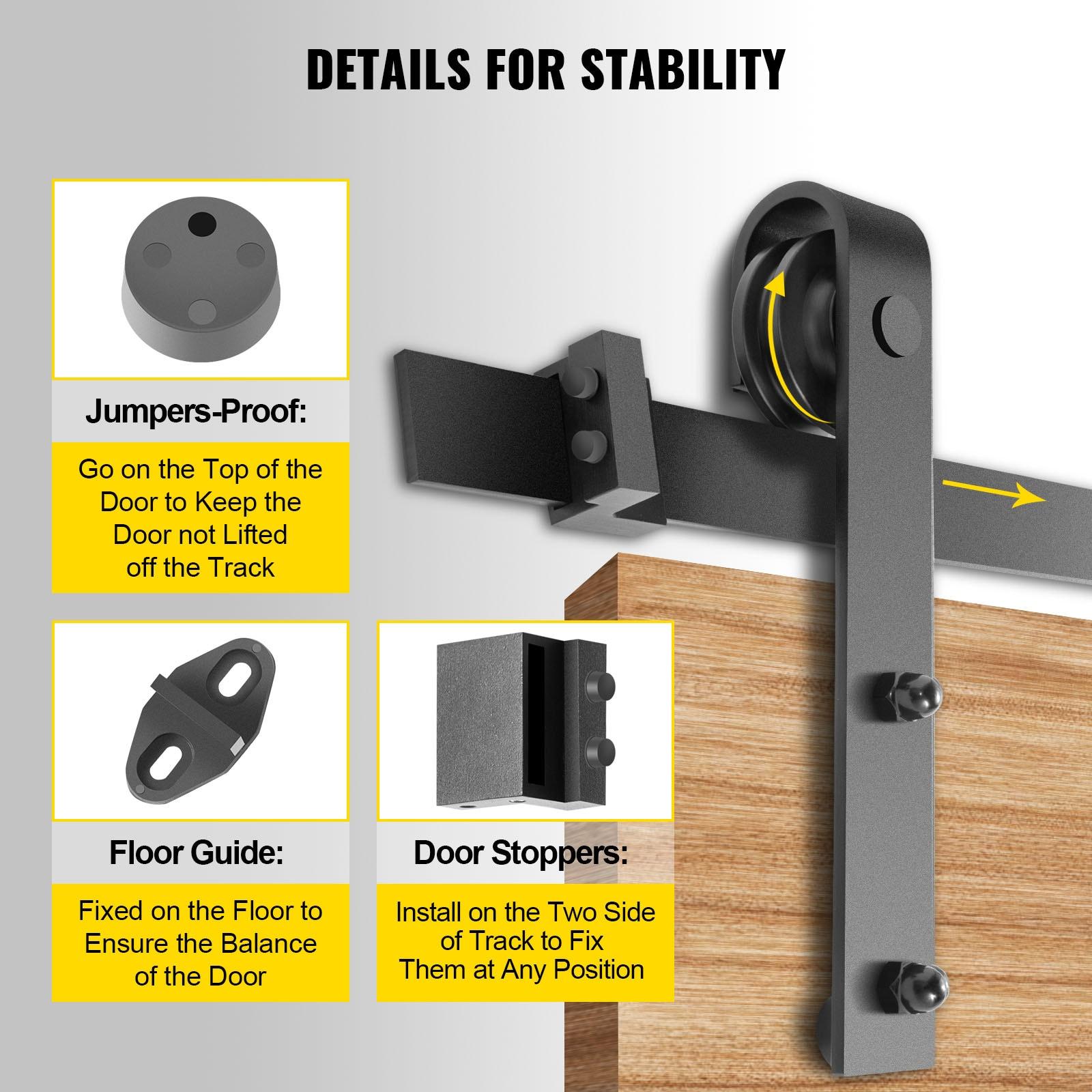 VEVOR Black Steel Single Door Barn Door Hardware Kit Standard Single