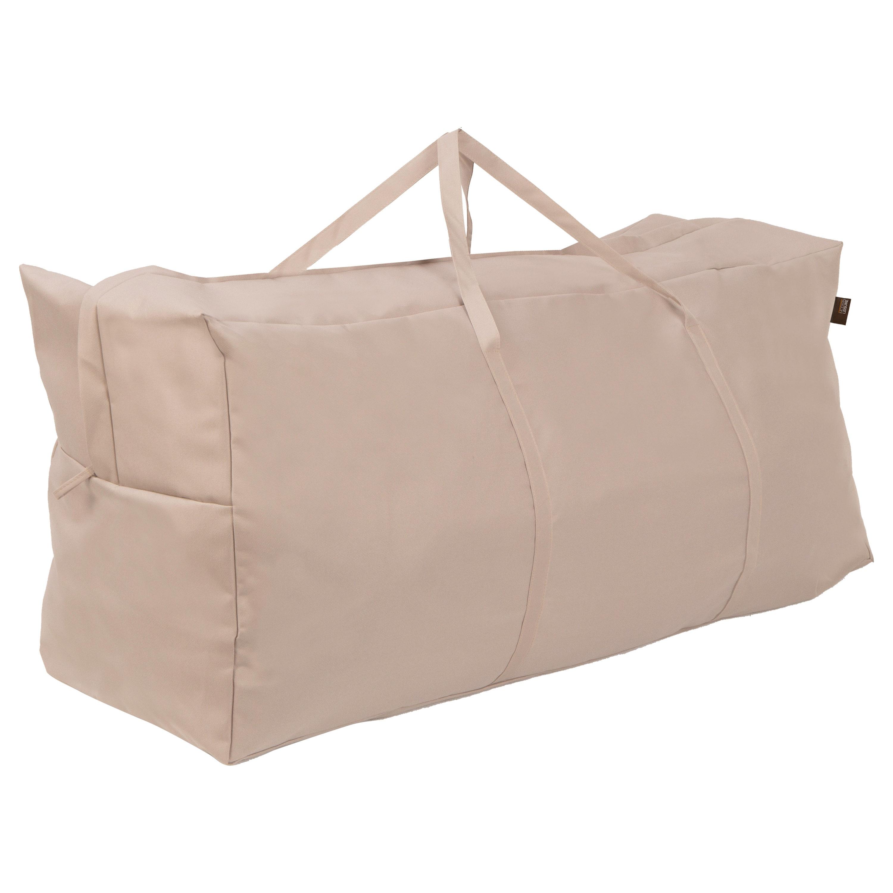 Modern Leisure Chalet Outdoor Patio Cushion Storage Bag, 45.5"L x 13.75"W x 20"H, Beige