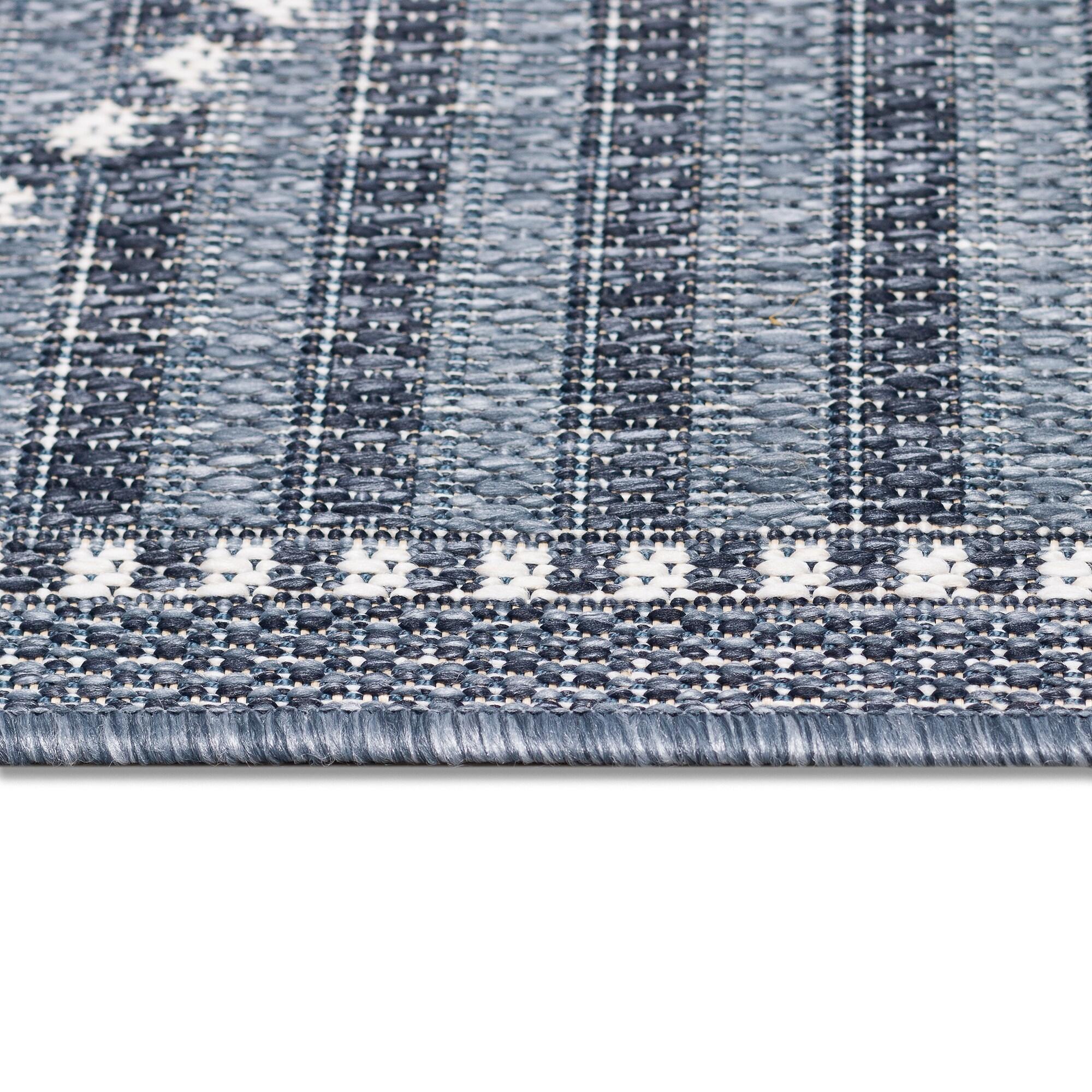Liora Manne Malibu Checker Diamond Indoor/Outdoor Rug Navy 6'6" x 9'4"