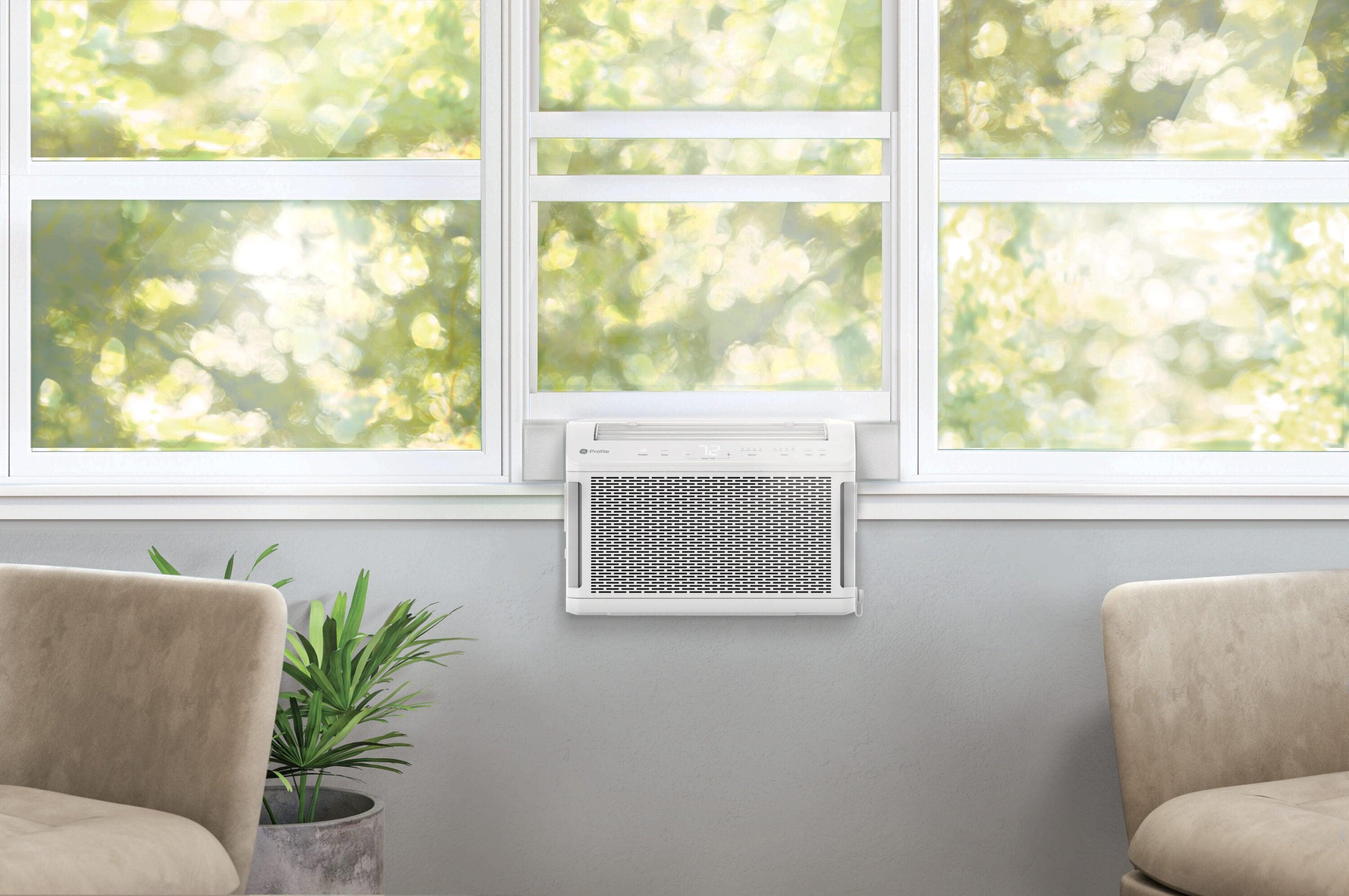 GE Profile ClearView 8300 BTU Smart Window Air Conditioner with Built-In Wi-Fi and Ultra-Quiet Operation for Medium Rooms (White)