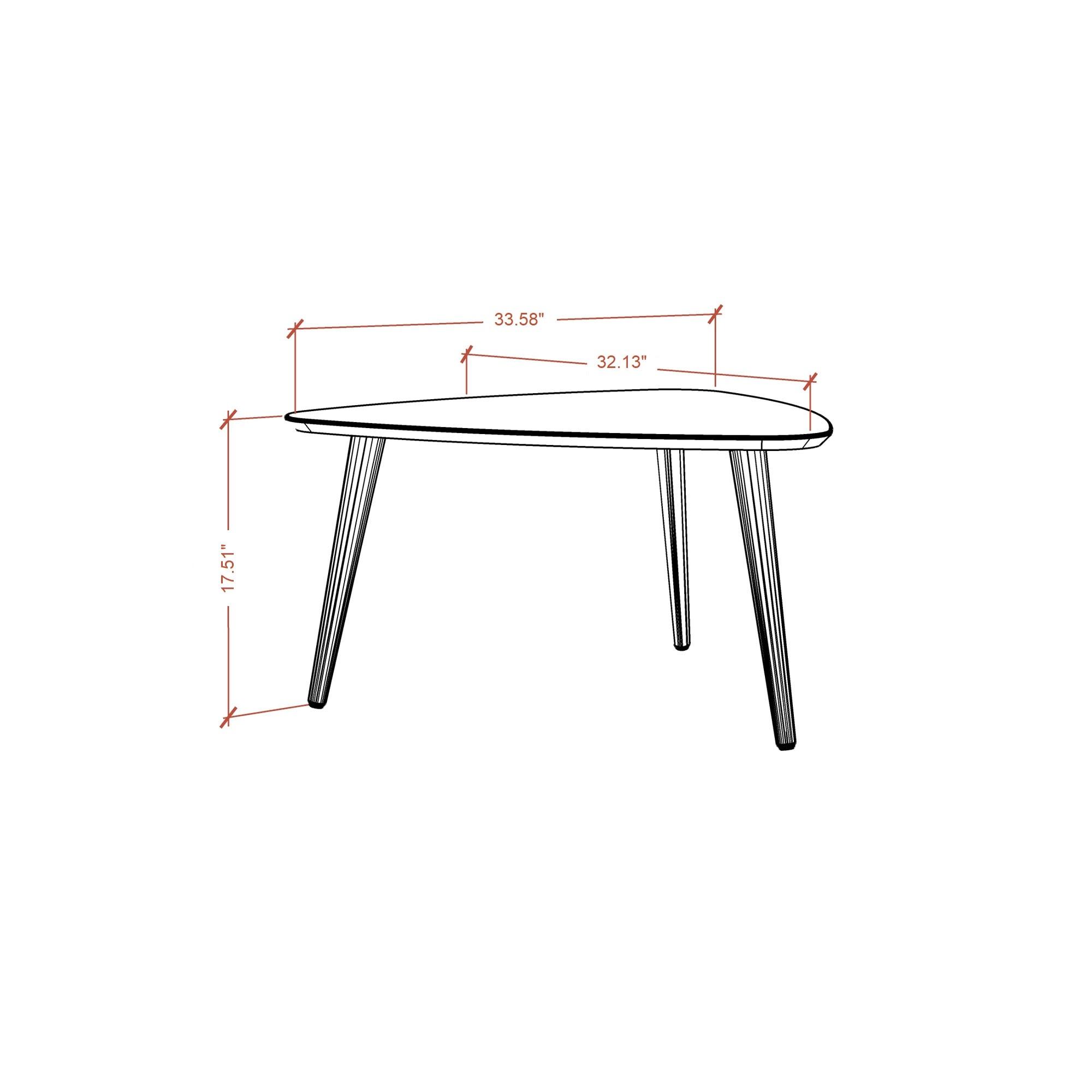 Utopia 17.51" High Triangle Coffee Table with Splayed Legs Gloss