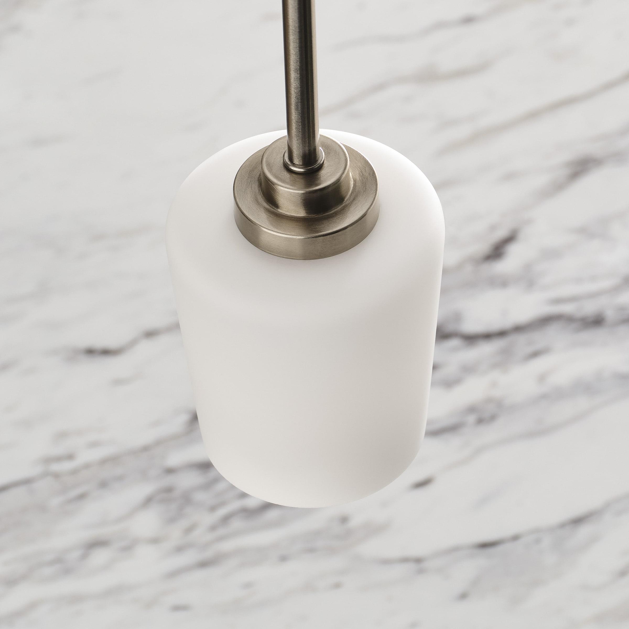 Windom Transitional Mini-Pendant in Brushed Nickel with Etched Opal Glass