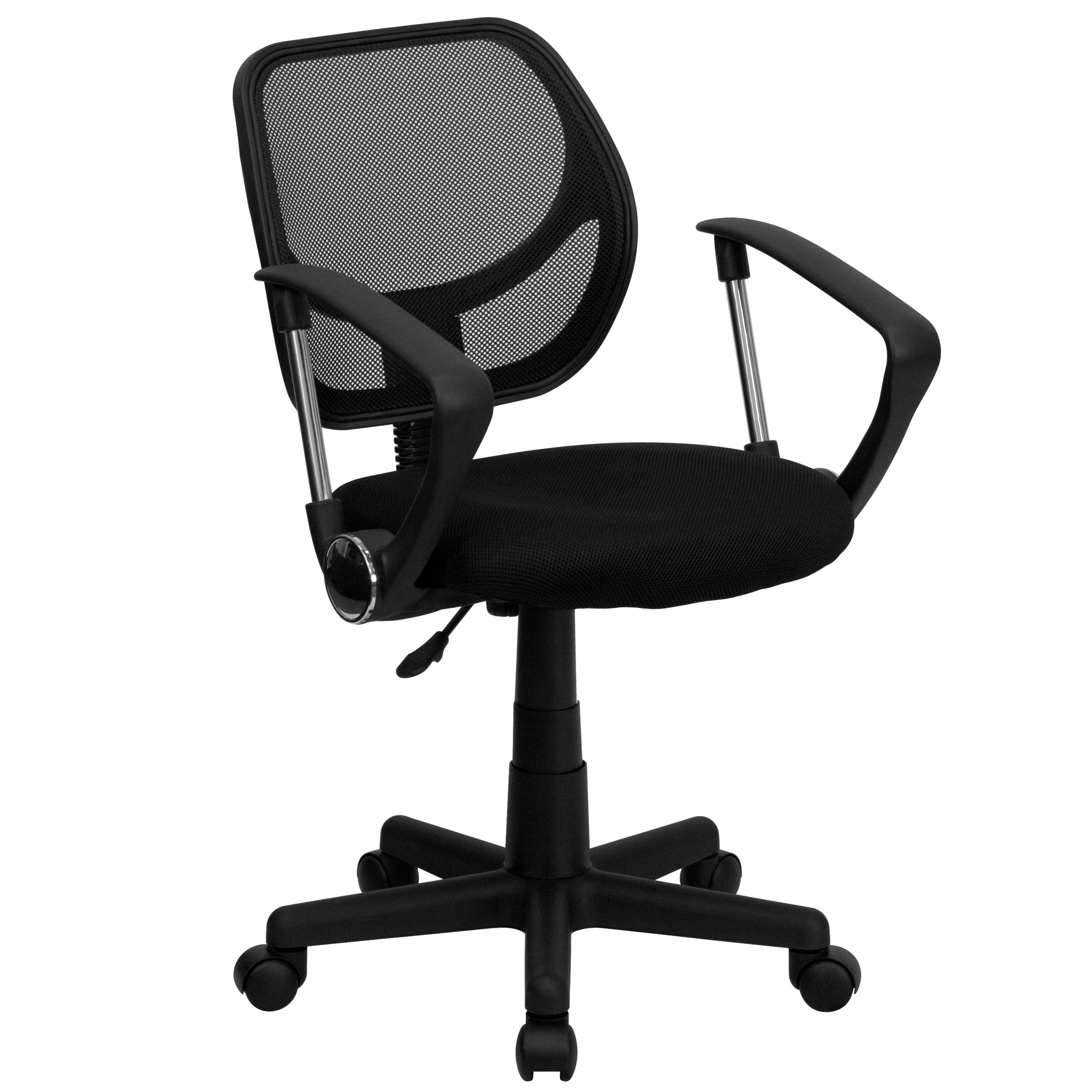 Flash Furniture Low Back Black Mesh Swivel Task Office Chair with Curved Square Back and Arms