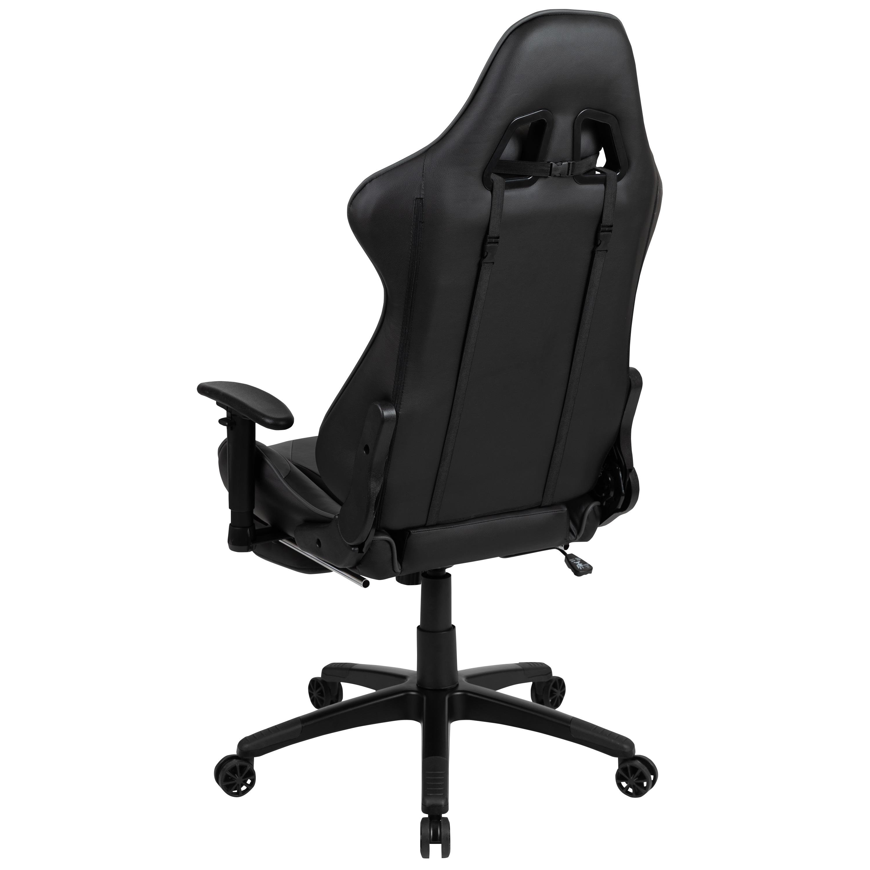 Flash Furniture X30 Gaming Chair Racing Office Ergonomic Computer Chair with Reclining Back and Slide-Out Footrest in Gray LeatherSoft