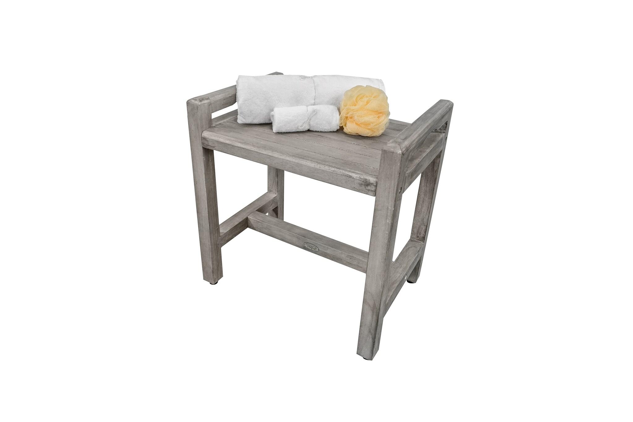 CoastalVogue 20'' W Teak Shower Bench with LiftAide