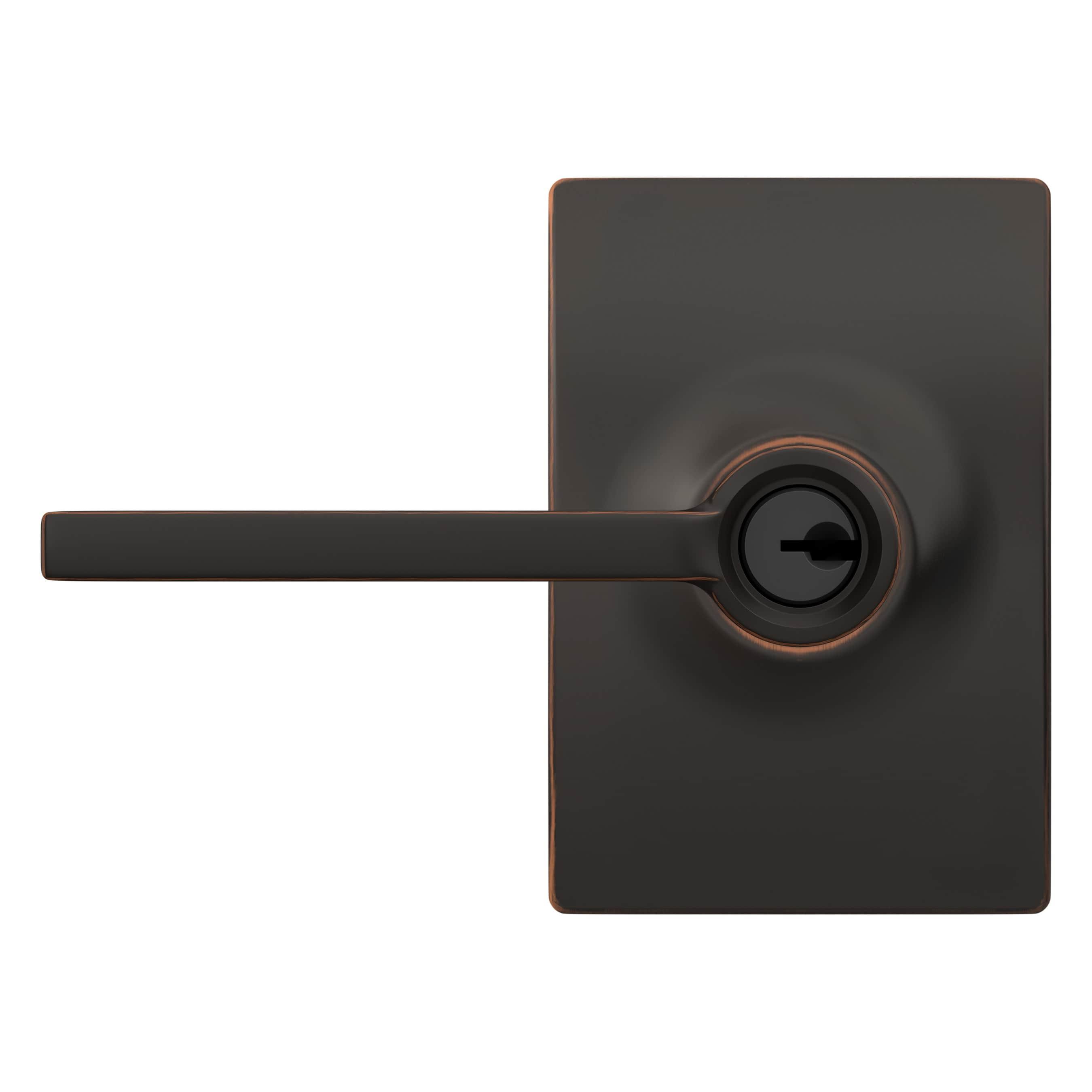 Latitude Aged Bronze Keyed Entry Door Handle with Century Trim