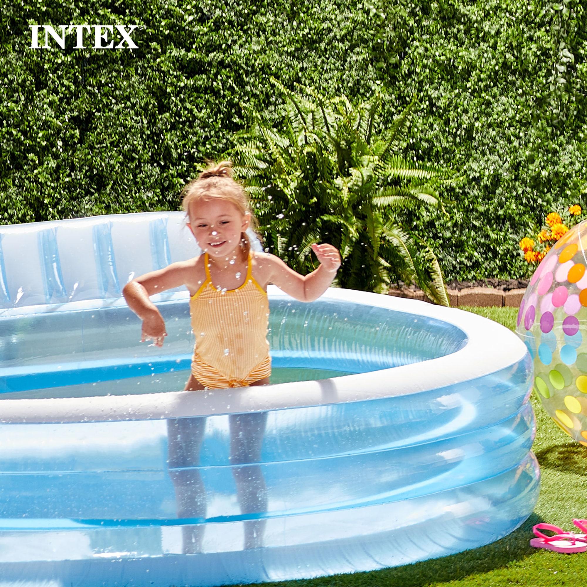 Intex Swim Center Inflatable Family Lounge Pool with Built In Bench and 8' Cover