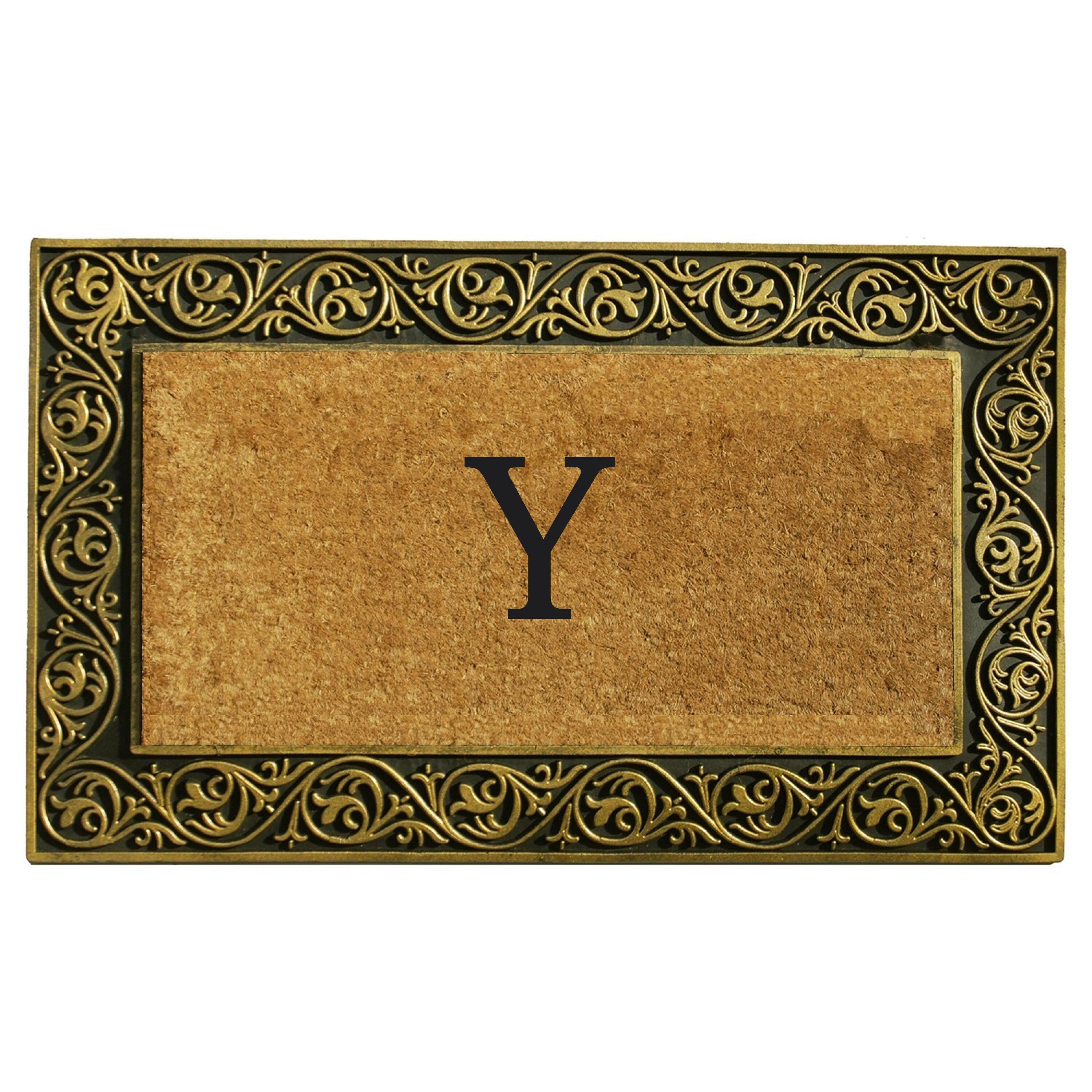 Calloway Mills Prestige Gold Monogram Outdoor Doormat 18" x 30" (Letter Y)