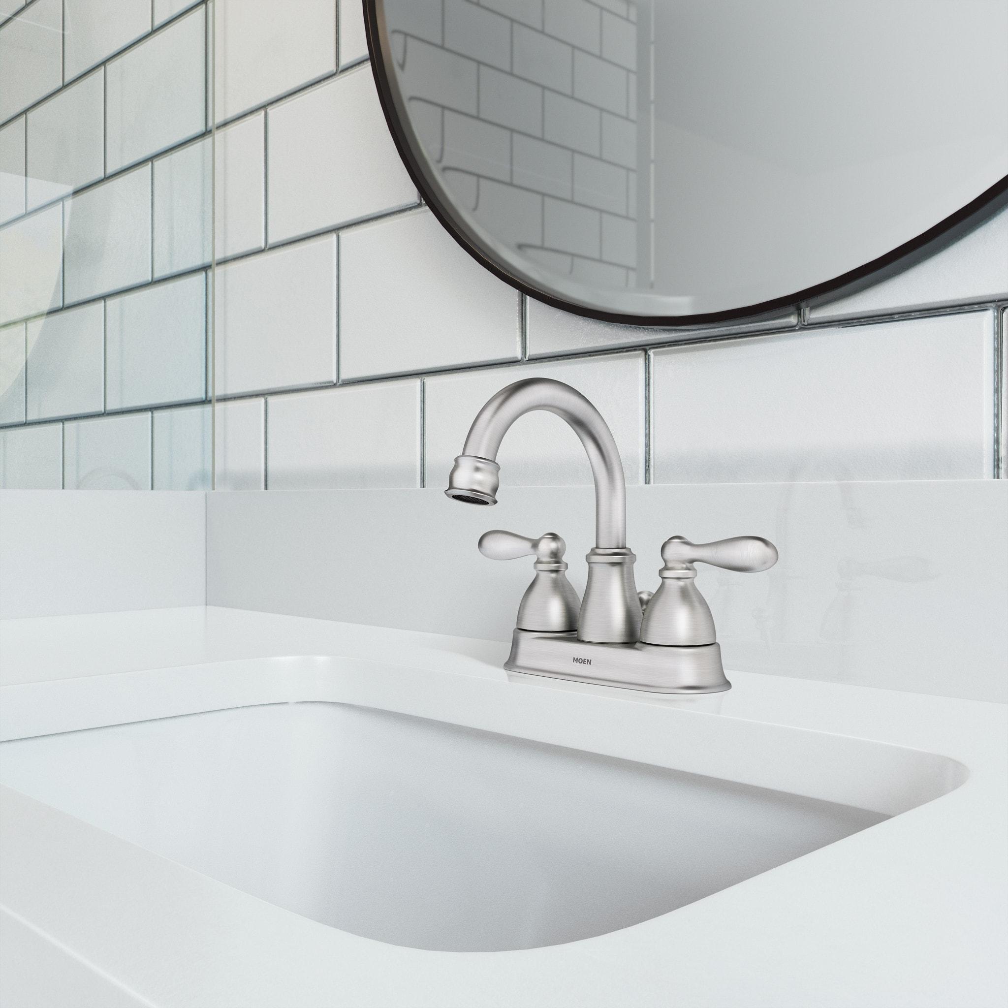 Moen Moen Banbury 4 in. Centerset Double Handle Bathroom Faucet 84943SRN