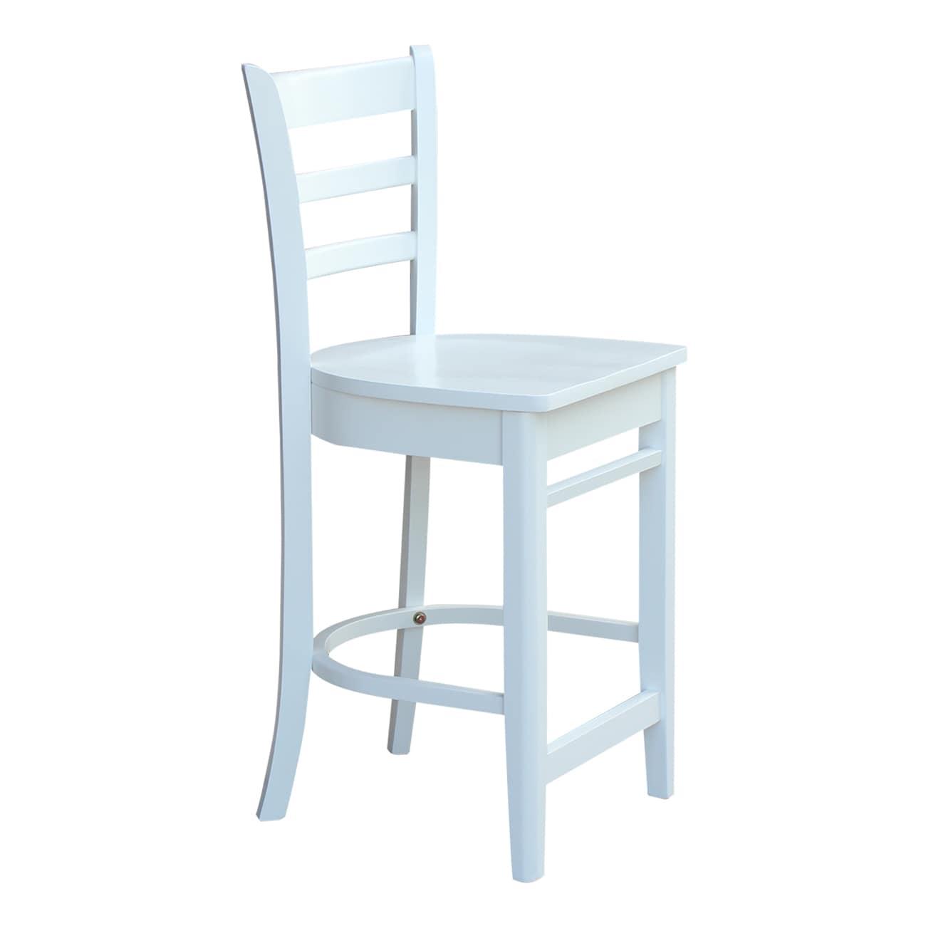 24" Emily Counter Height Barstool White - International Concepts: Hardwood Frame, Ladder-Back Design, Kitchen-Compatible