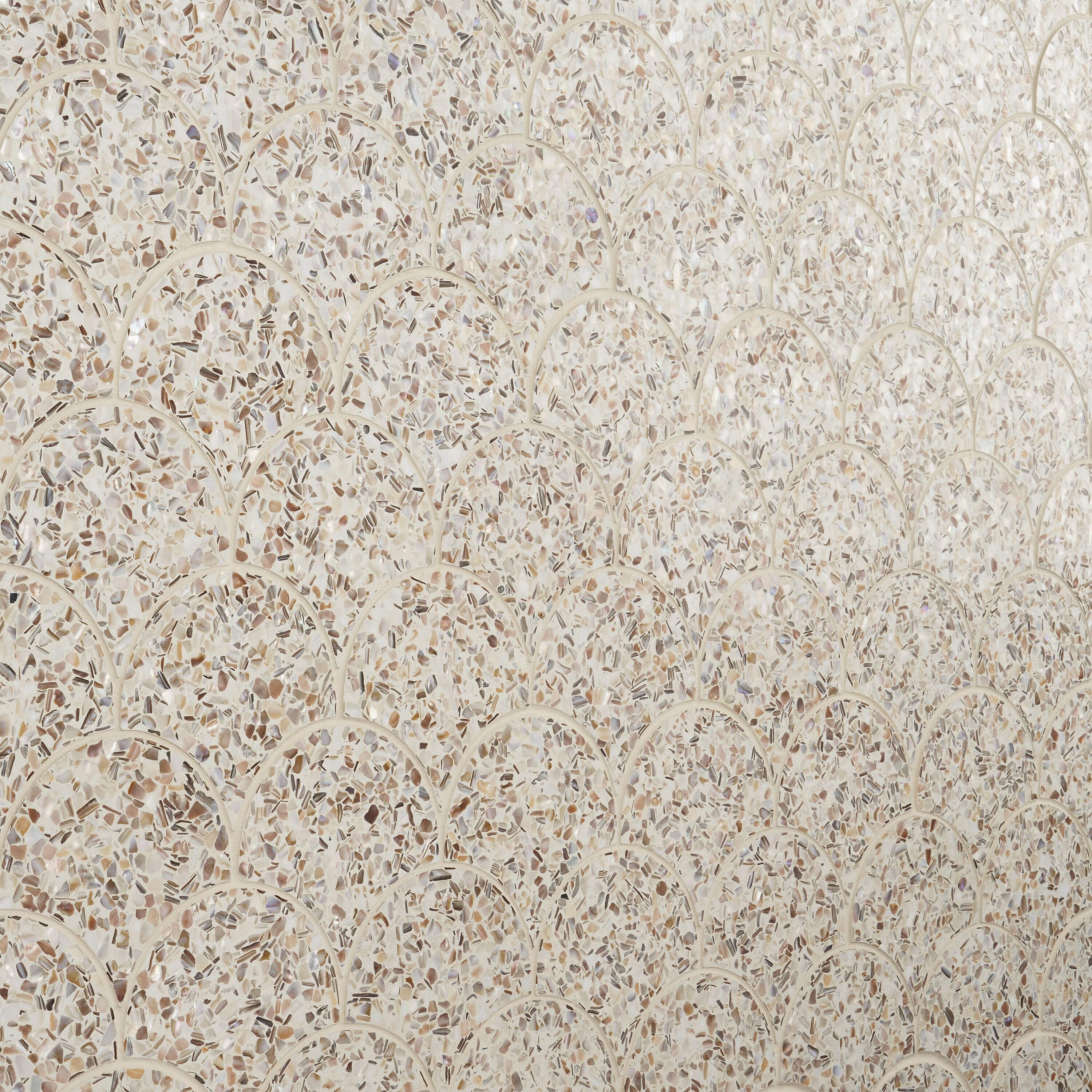 Shoal 5" Fishscale Terrazzo and Pearl Wall & Floor Mosaic Tile (0.74 Sq. Ft. / Sheet)